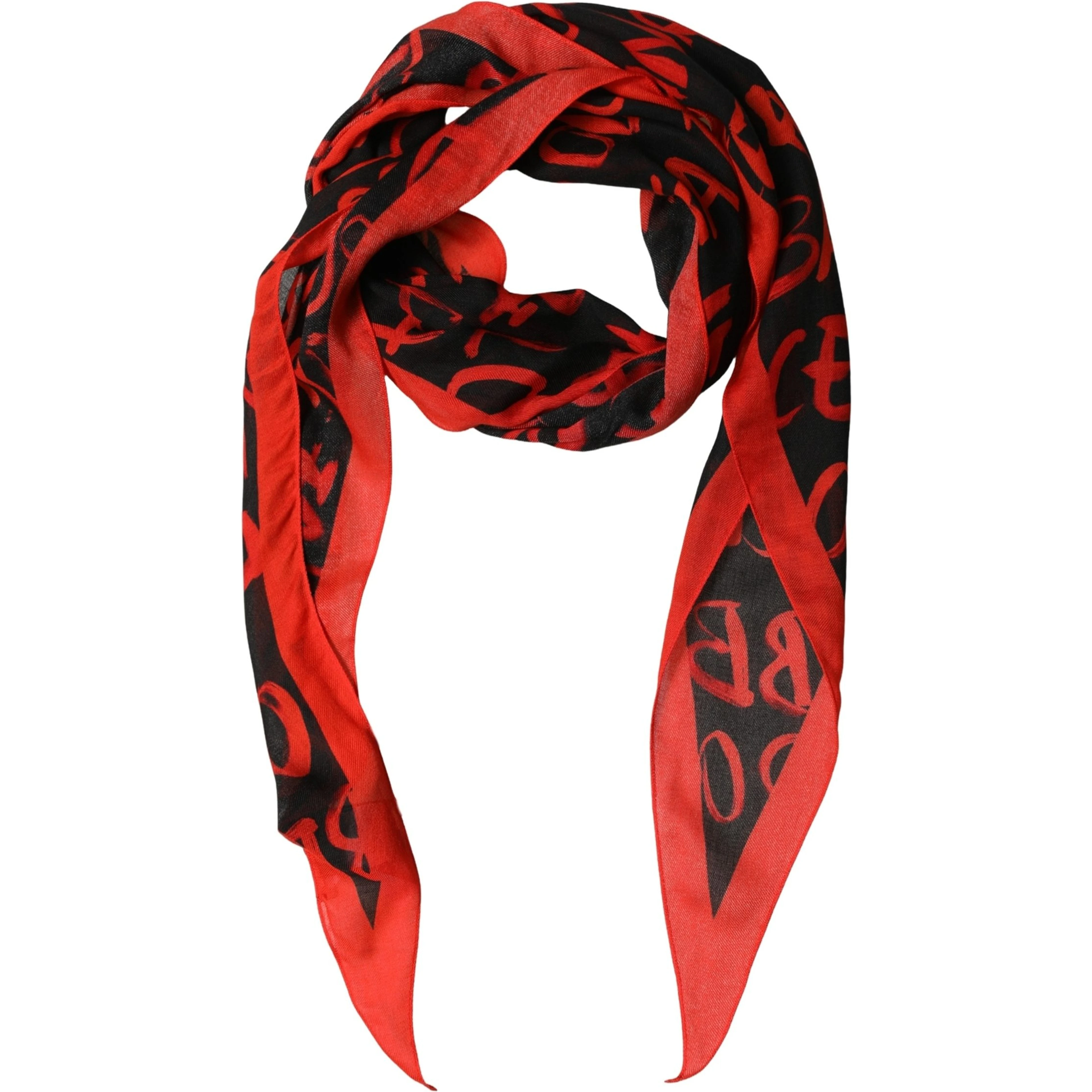 Men Red Black Graffiti Logo Lace Stole Scarf