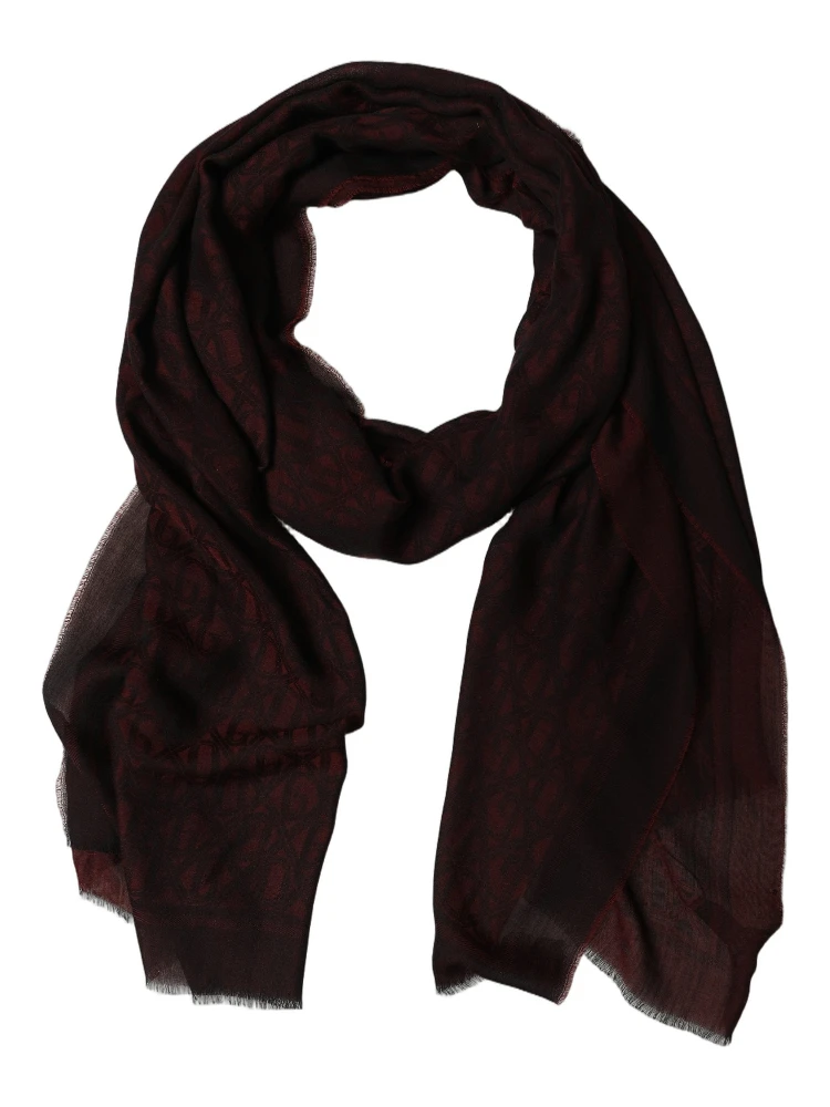 Dark Red Modal Frayed Edge Lace Stole Scarf