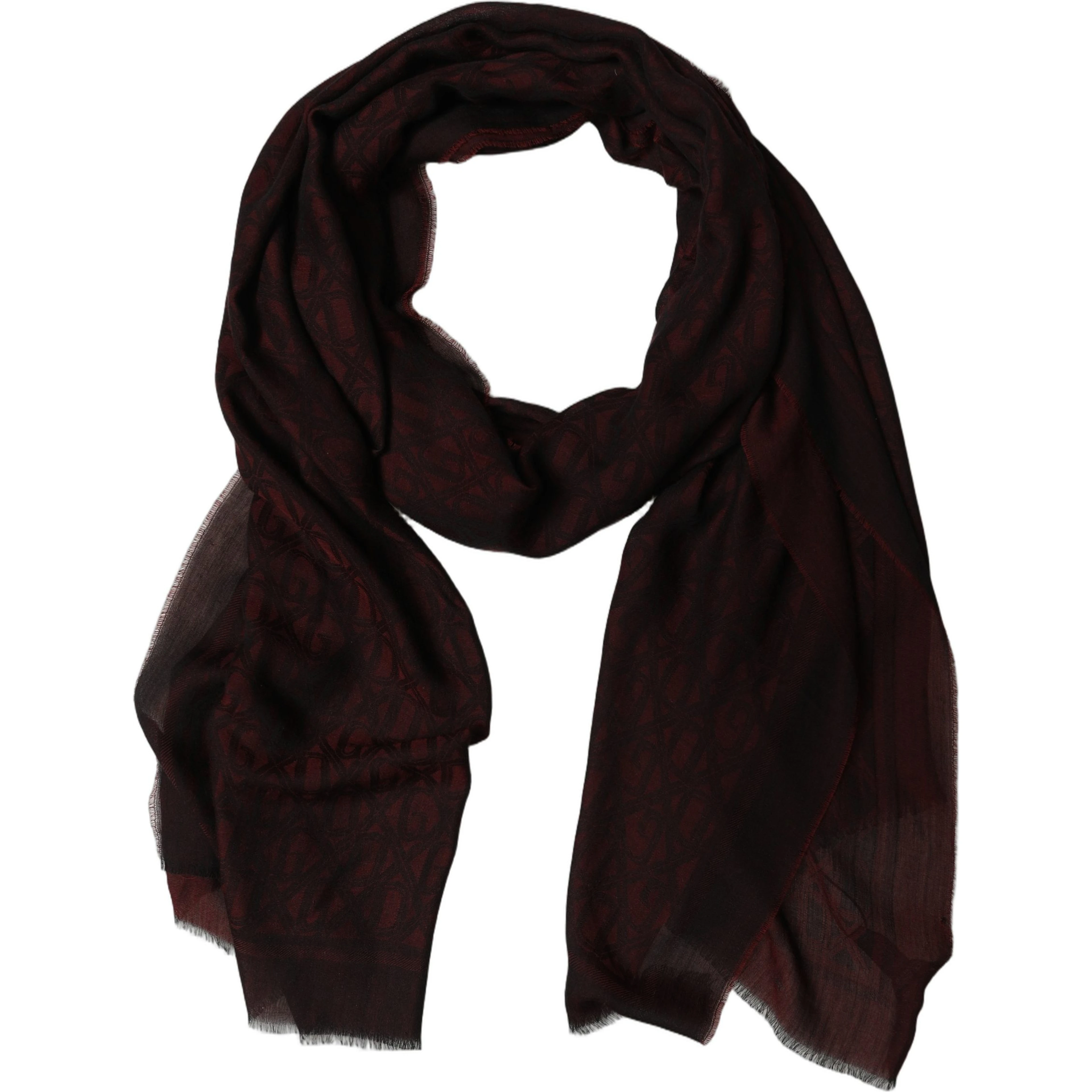 Dark Red Modal Frayed Edge Lace Stole Scarf