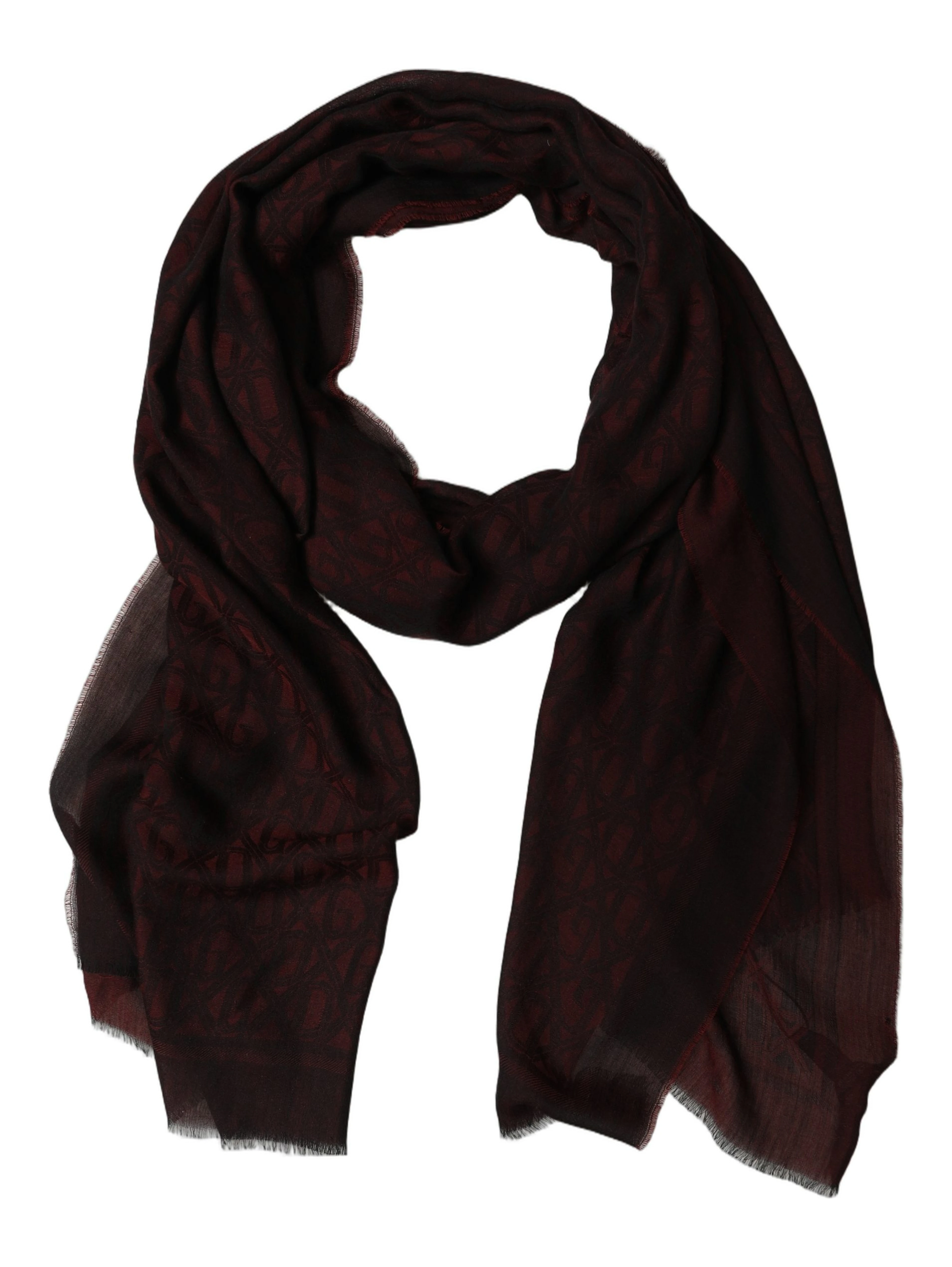 Dark Red Modal Frayed Edge Lace Stole Scarf