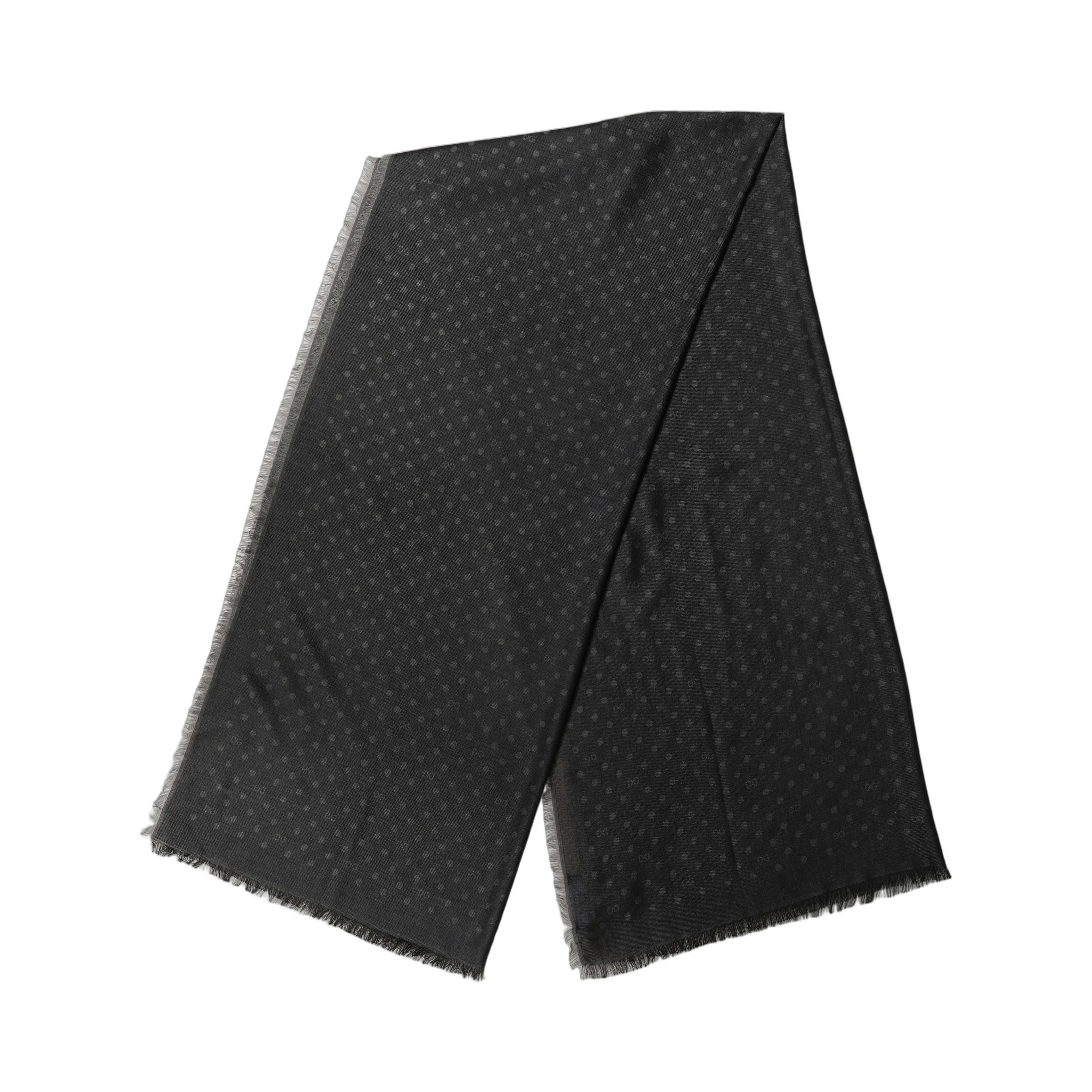 Men Black Viscose Polka Dot Fringe Shawl Lace Stole