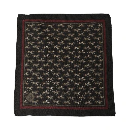 Black Horse Silk Pocket Square Foulard Scarf