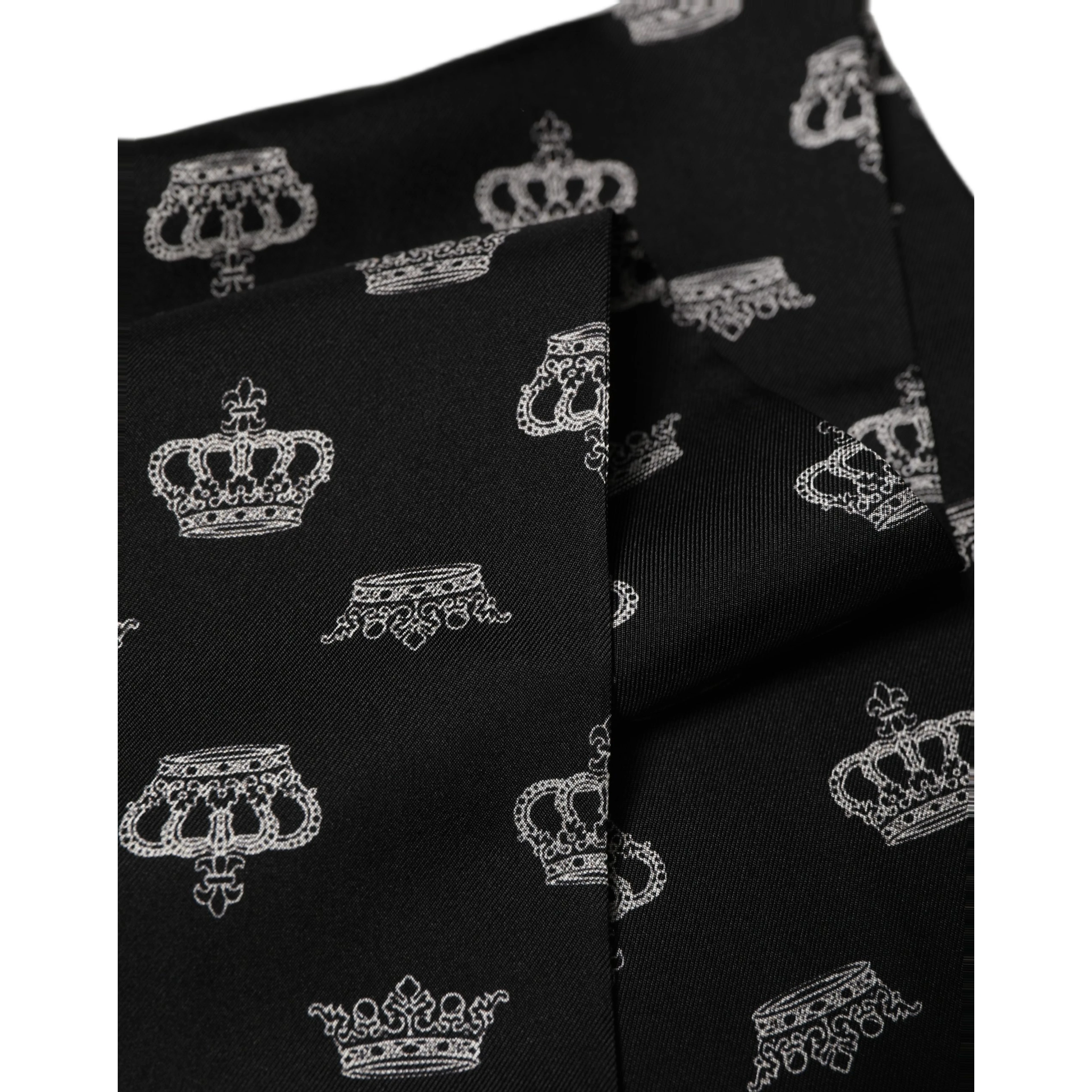 Black Silk Crown Fringed Neck Shawl Scarf