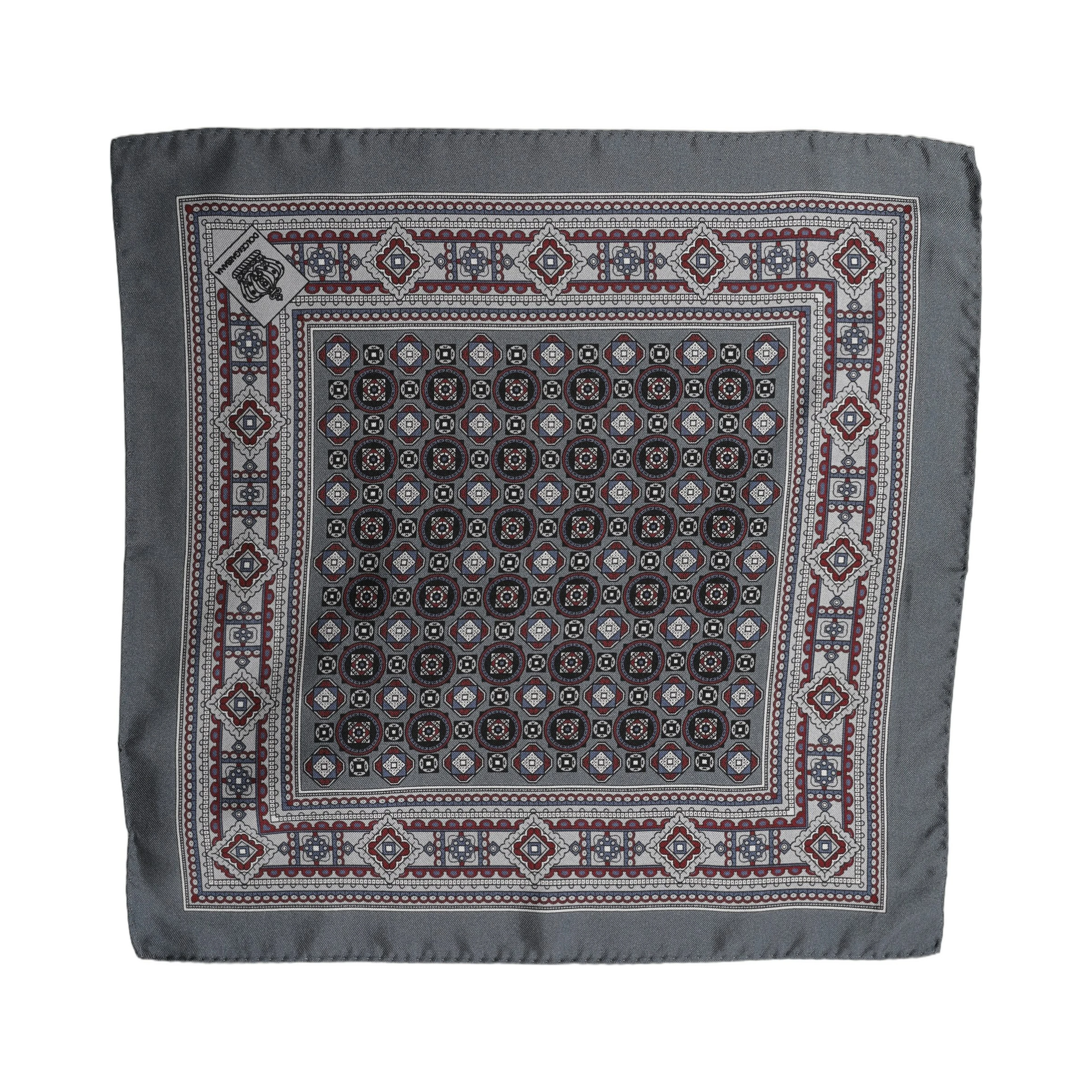Gray Geometric Pocket Square Foulard Scarf