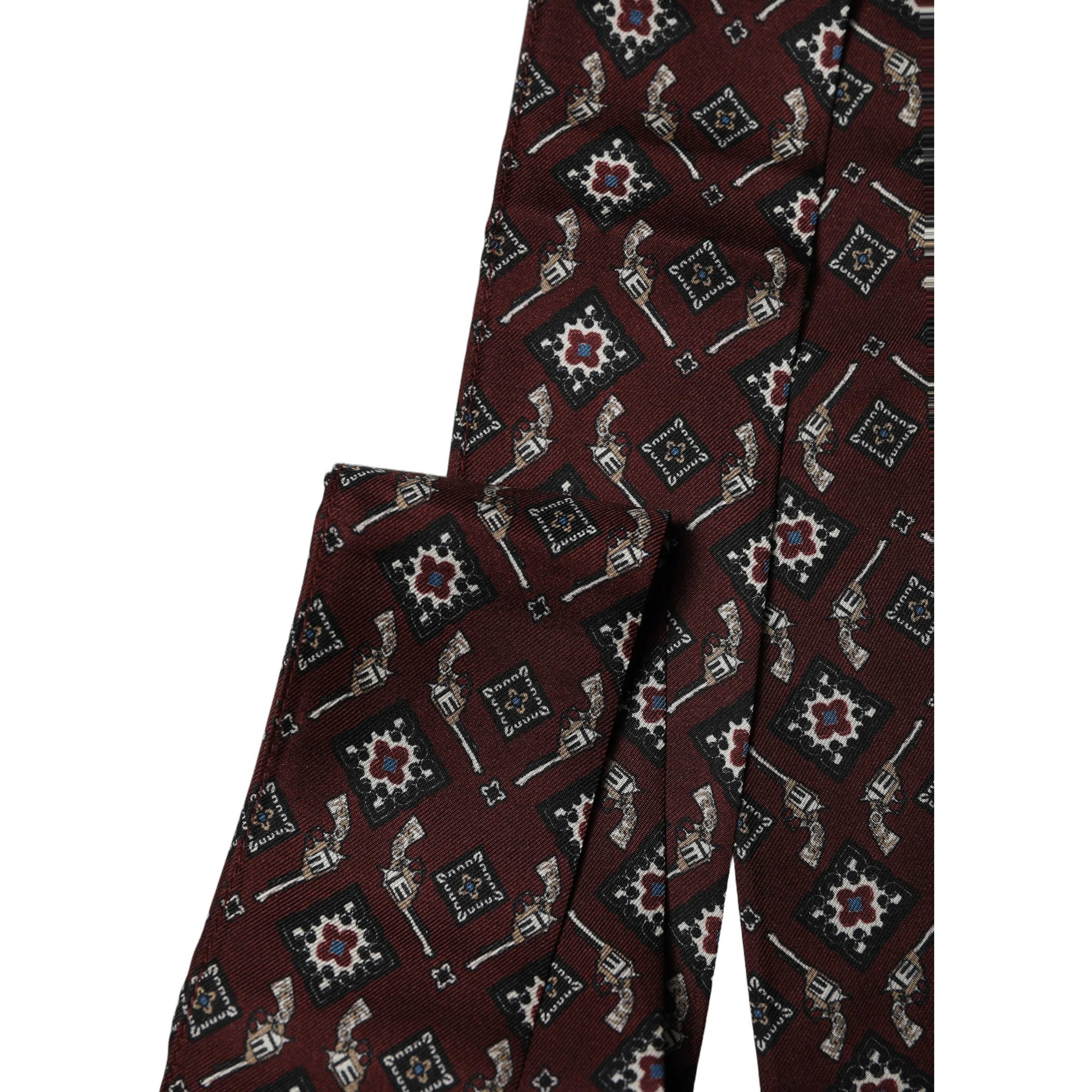 Burgundy Skinny Twilly Fringed Foulard Scarf