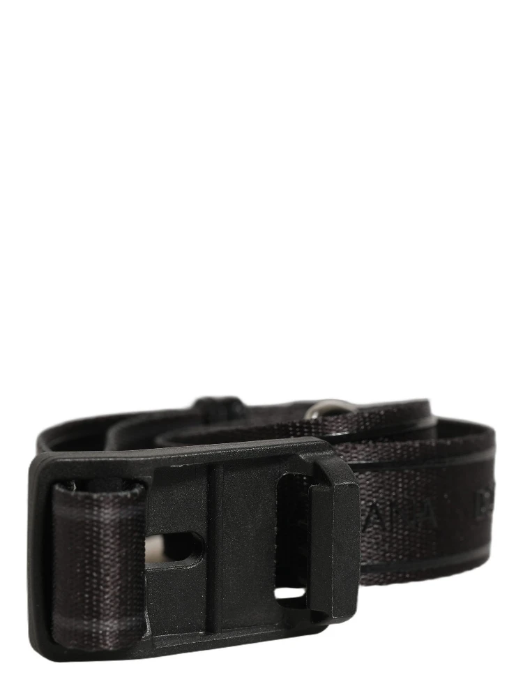 Men Black Nylon Webbing Plastic Buckle Belt