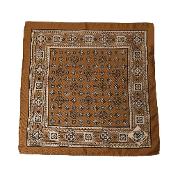 Brown Geometric Pocket Square Foulard Scarf
