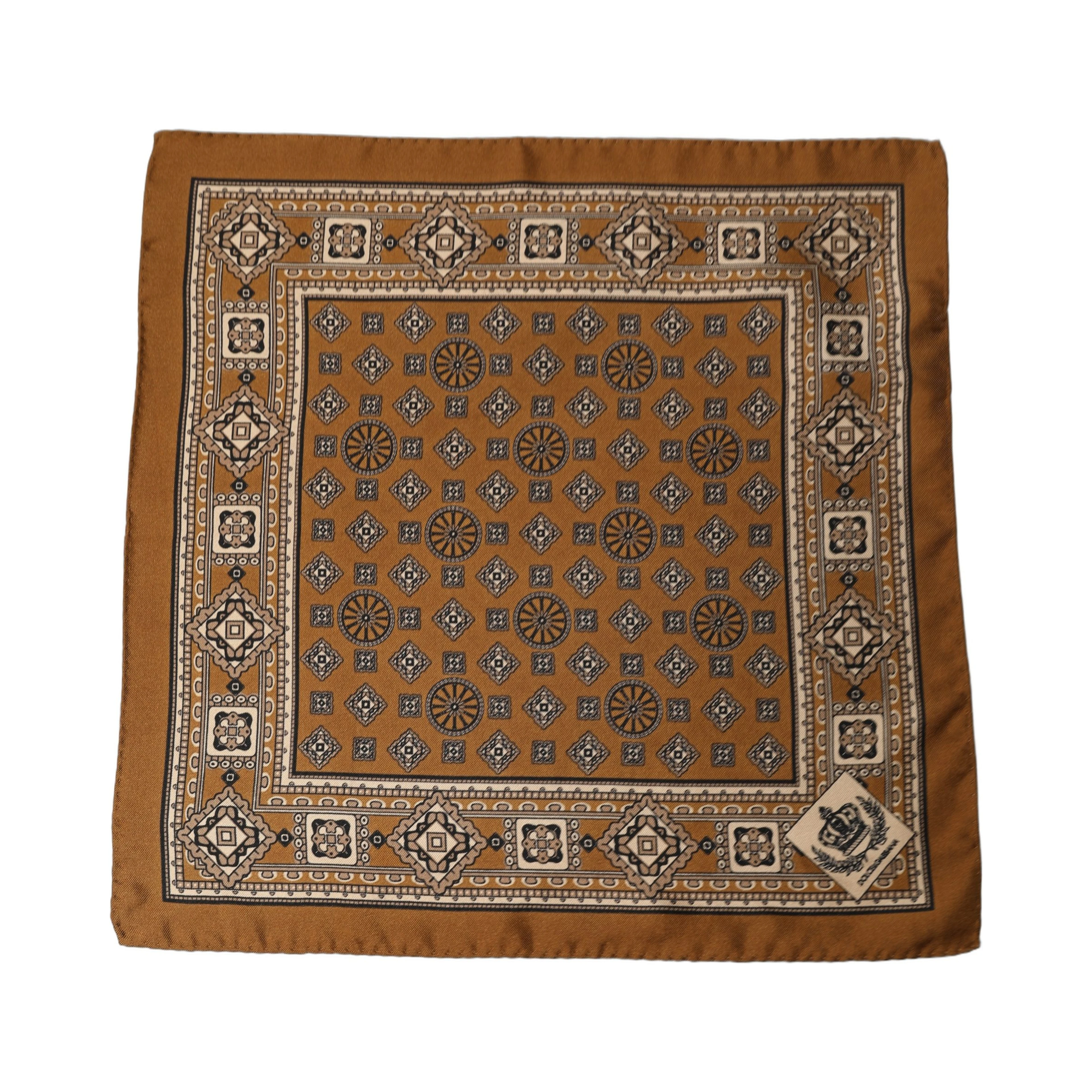 Brown Geometric Pocket Square Foulard Scarf