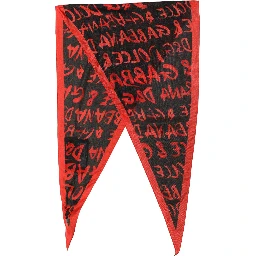 Men Red Black Graffiti Logo Lace Stole Scarf
