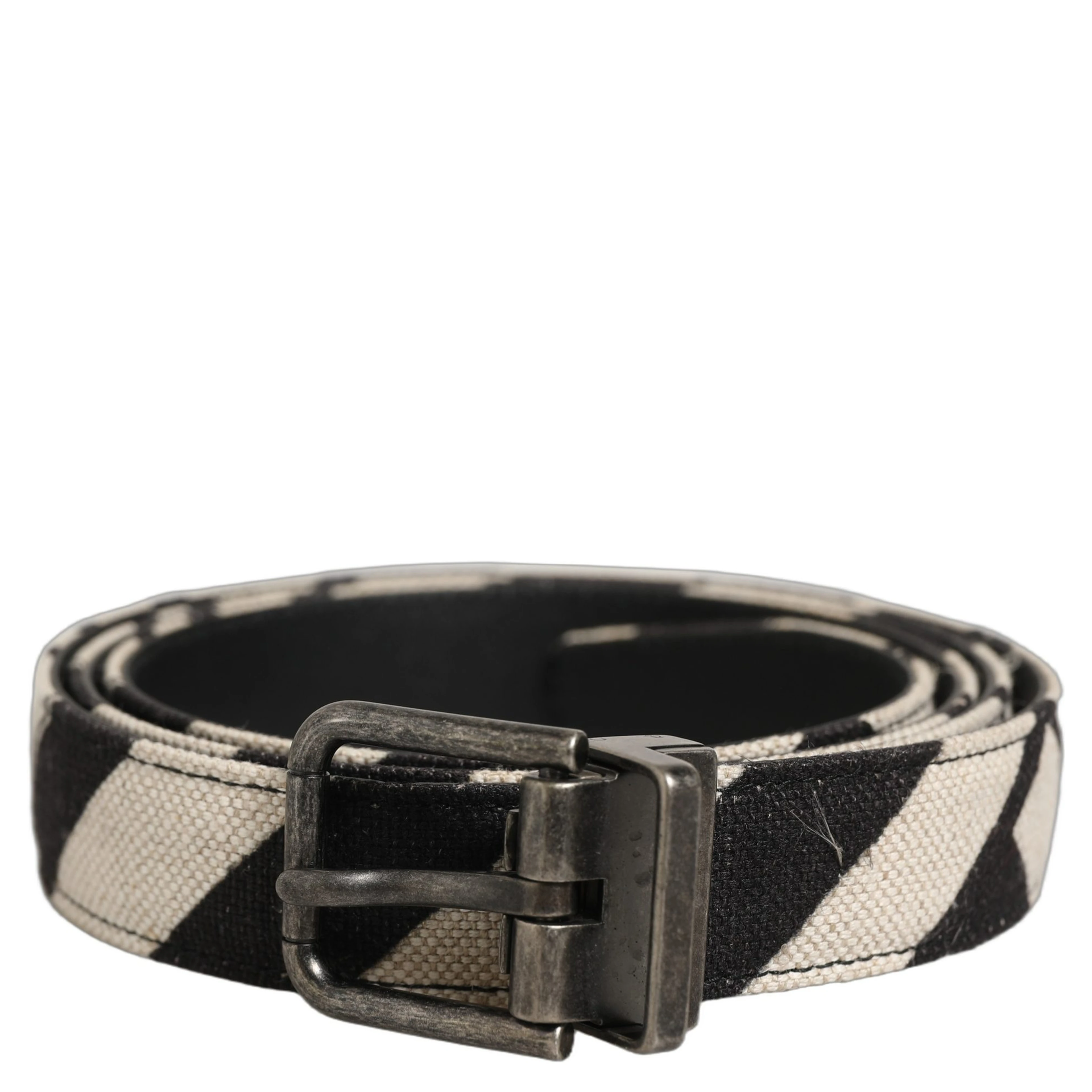 Black Ivory Silver Tone Metal Buckle Belt