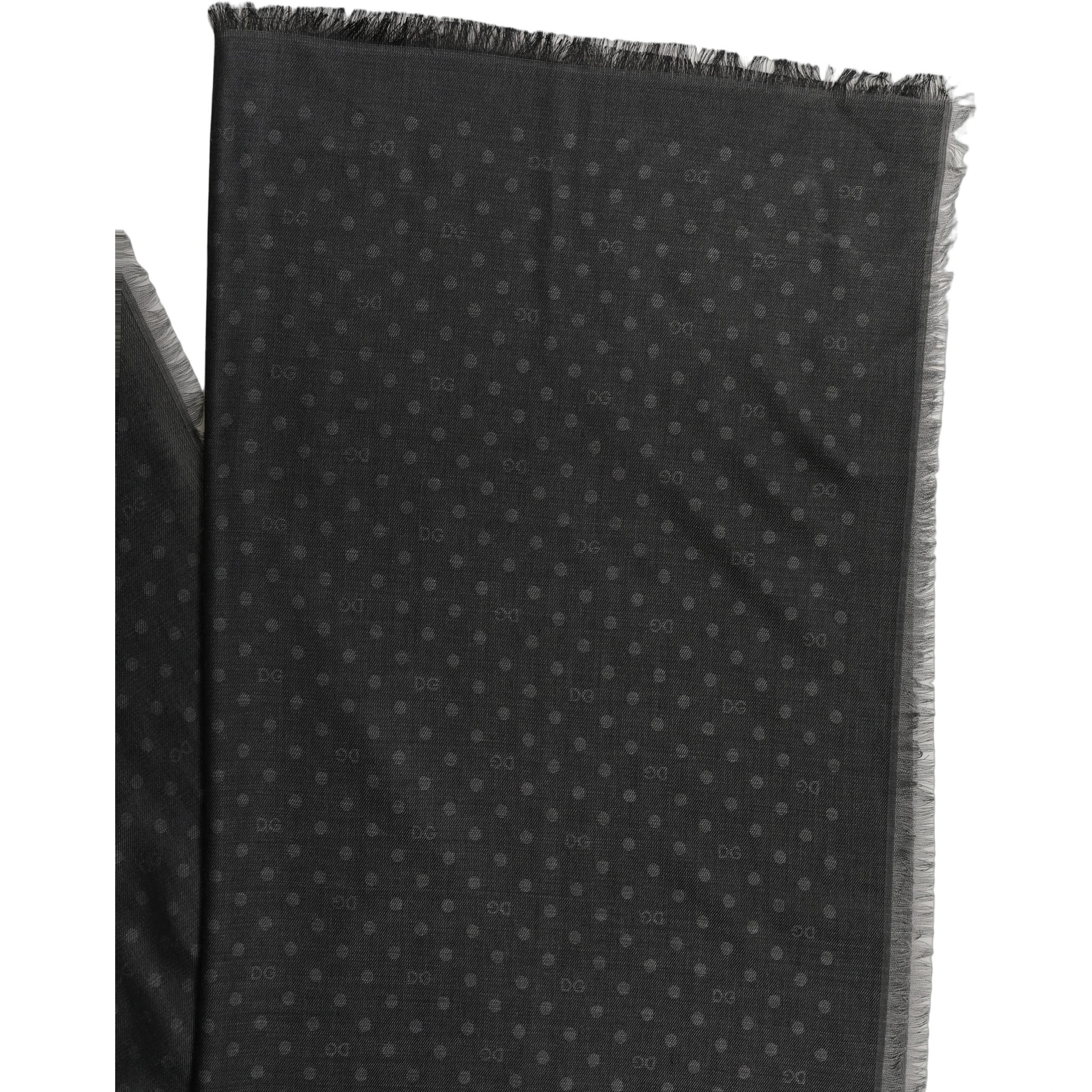 Men Black Viscose Polka Dot Fringe Shawl Lace Stole