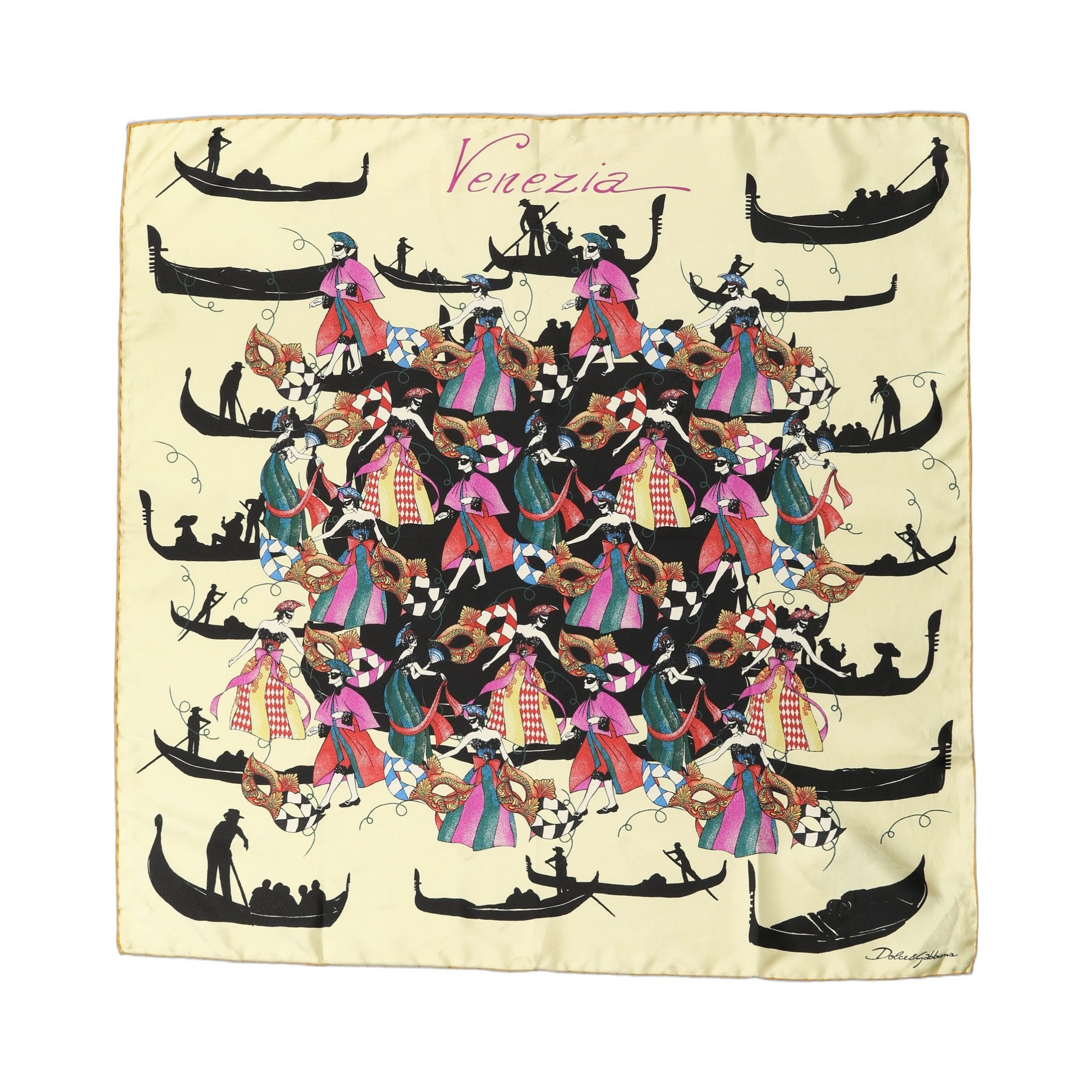 Cream Venezia Silk Twill Square Foulard Scarf