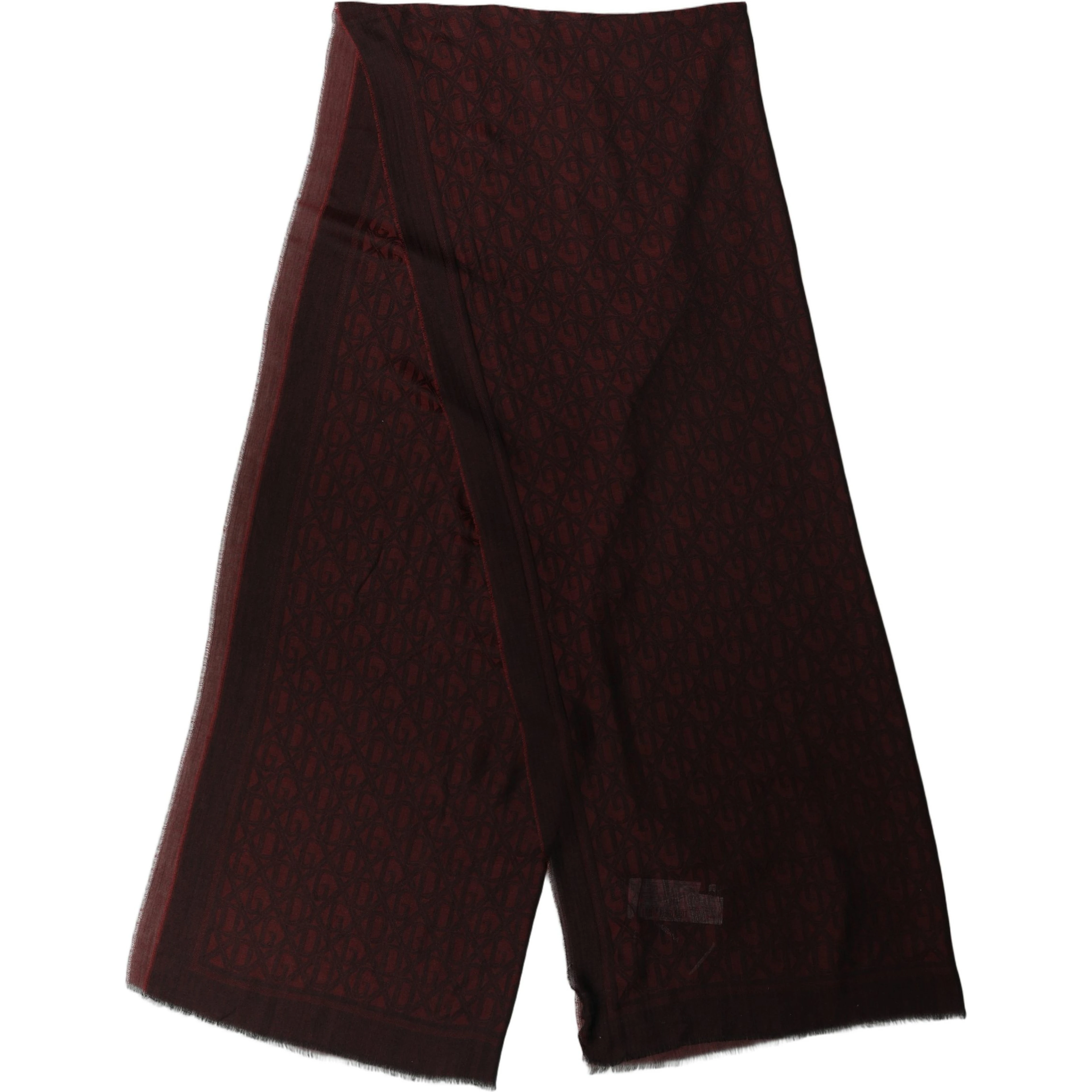 Dark Red Modal Frayed Edge Lace Stole Scarf