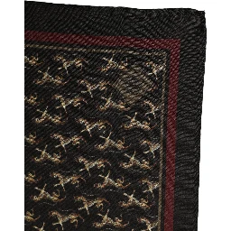 Black Horse Silk Pocket Square Foulard Scarf