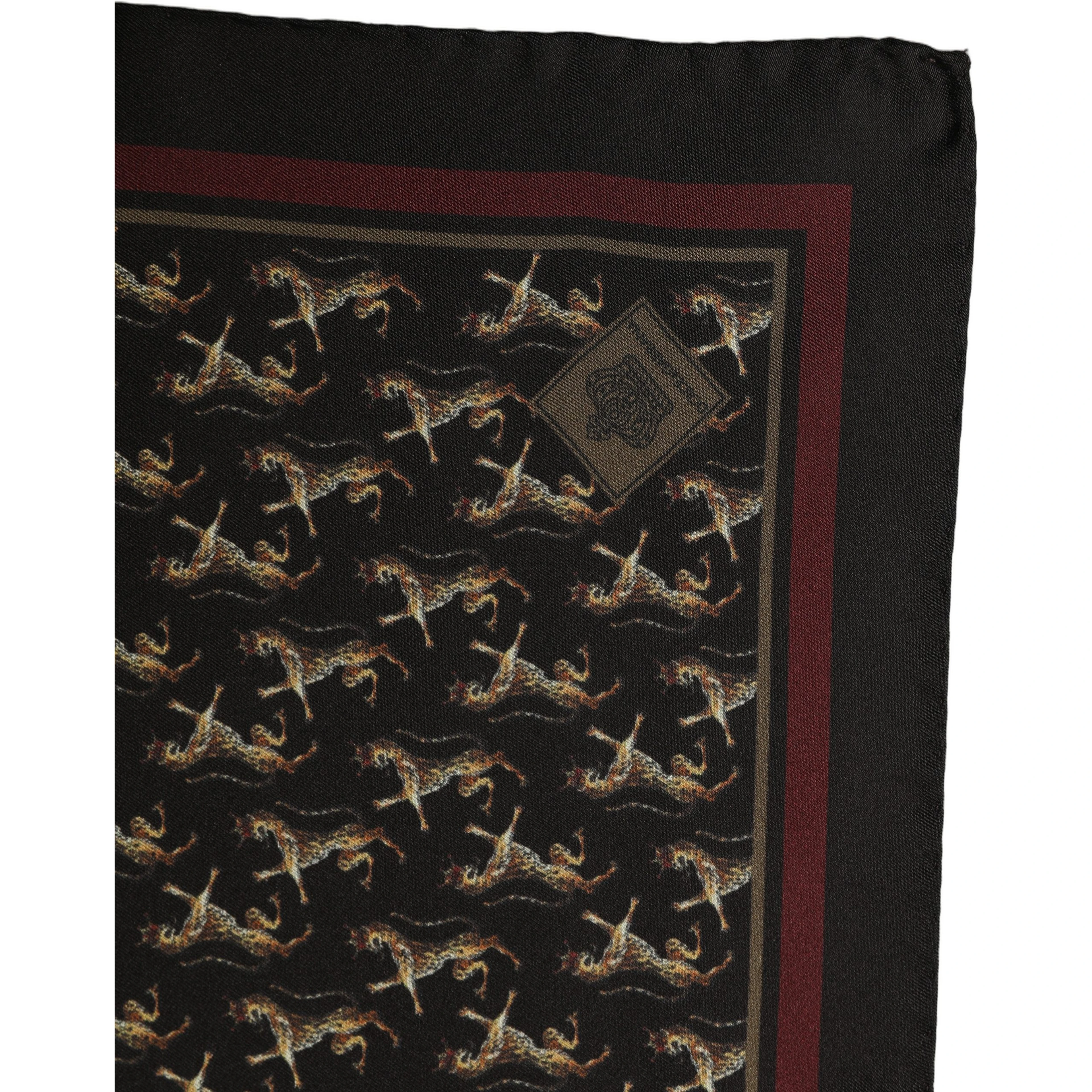 Black Horse Silk Pocket Square Foulard Scarf