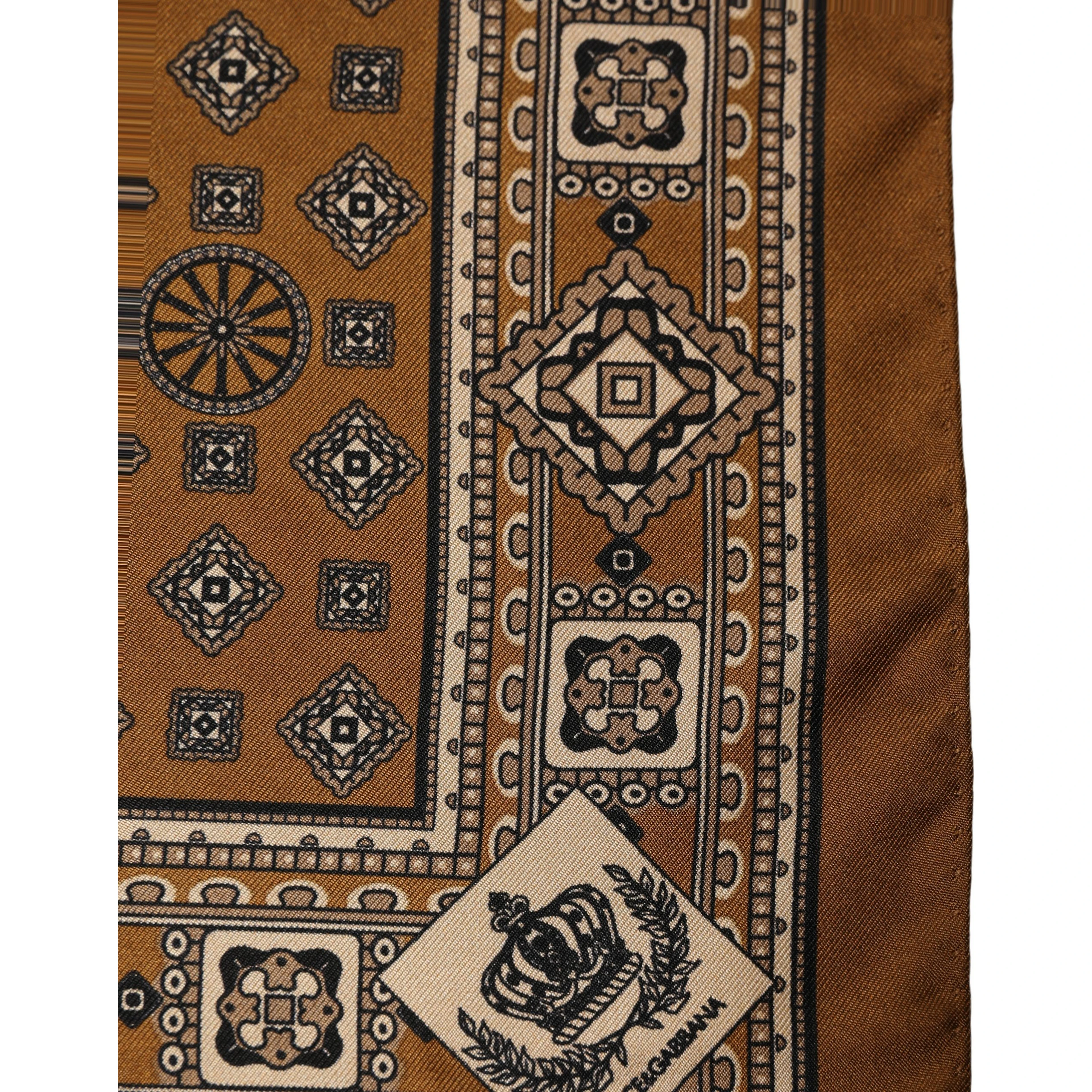 Brown Geometric Pocket Square Foulard Scarf