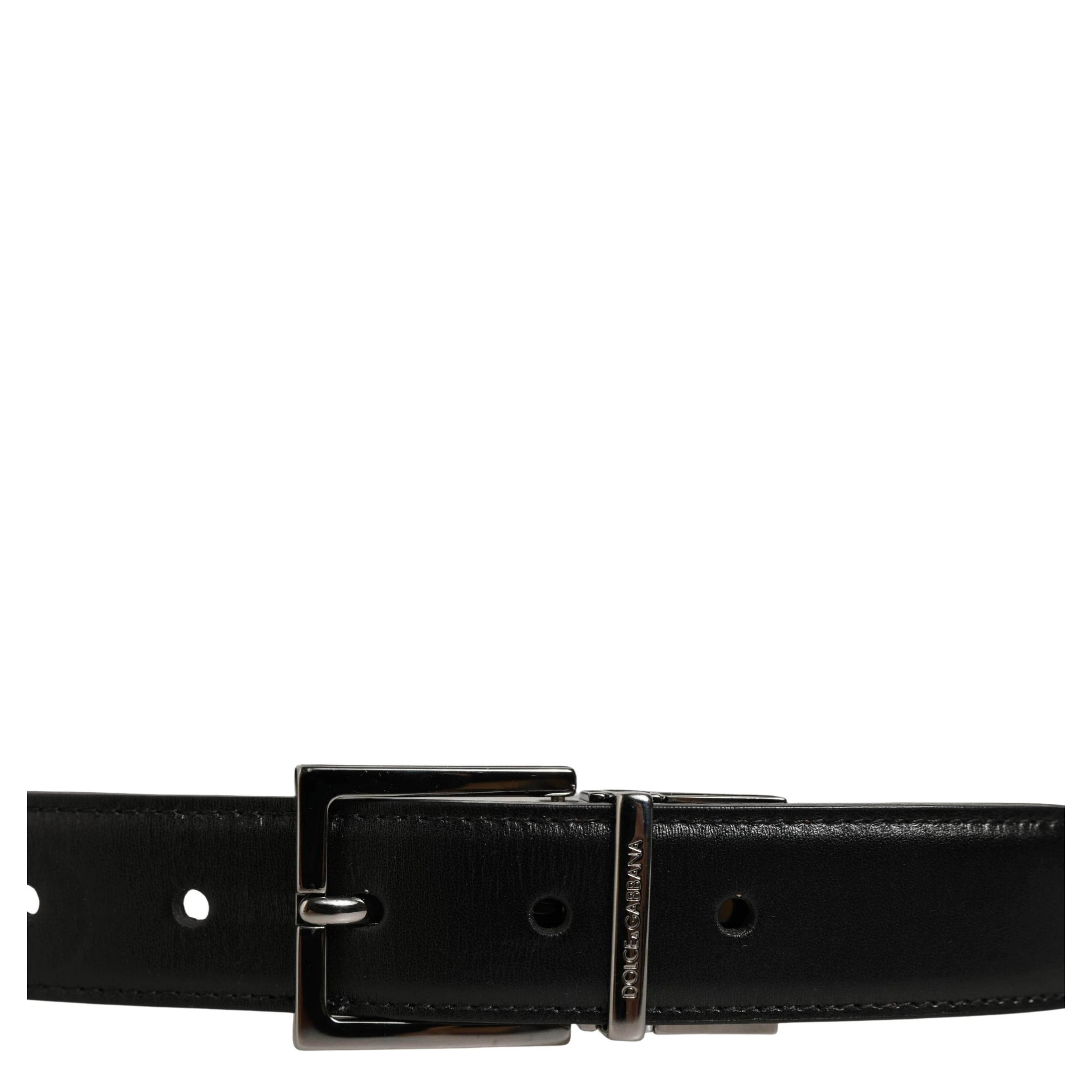 Black Classic Leather Silver Tone Buckle Belt