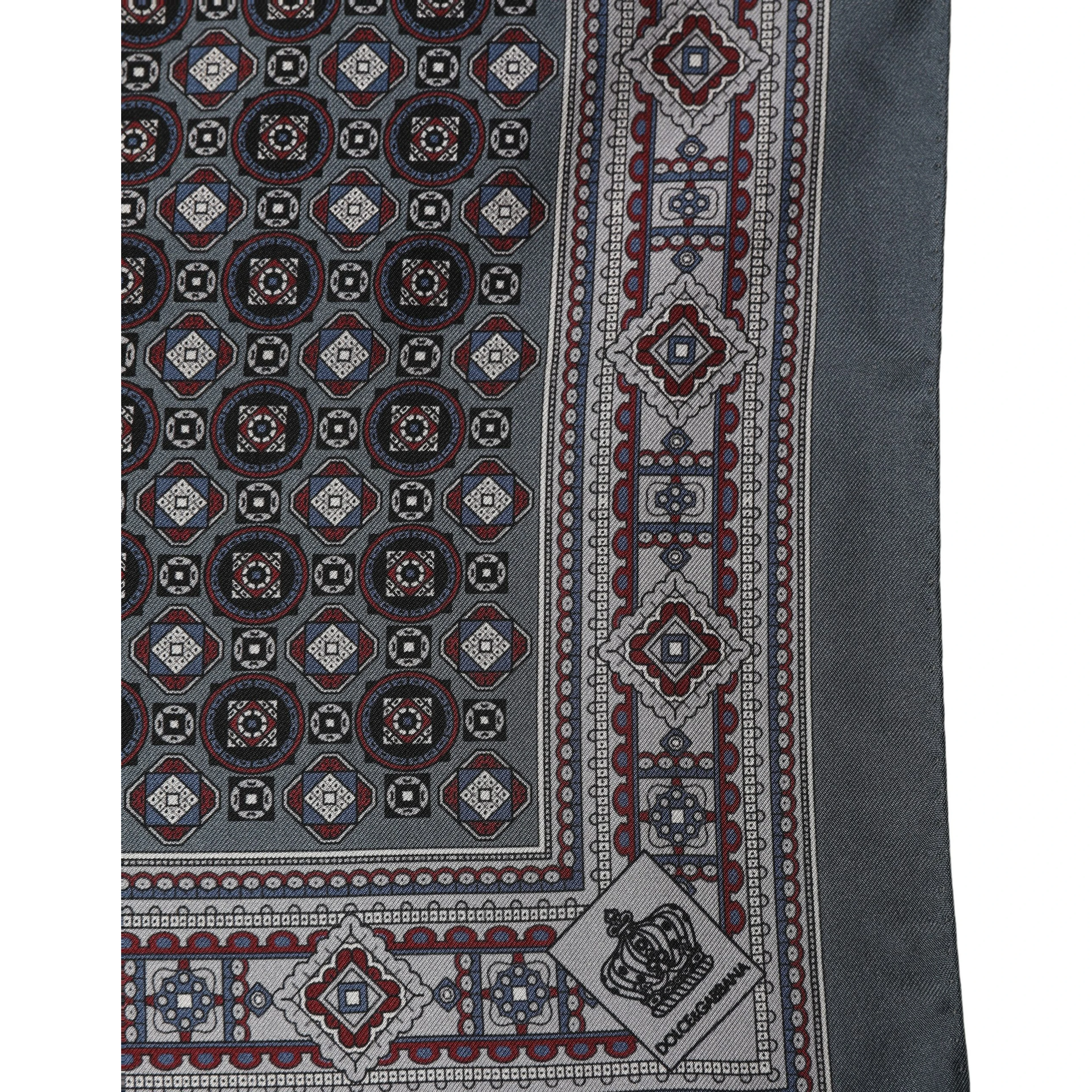 Gray Geometric Pocket Square Foulard Scarf