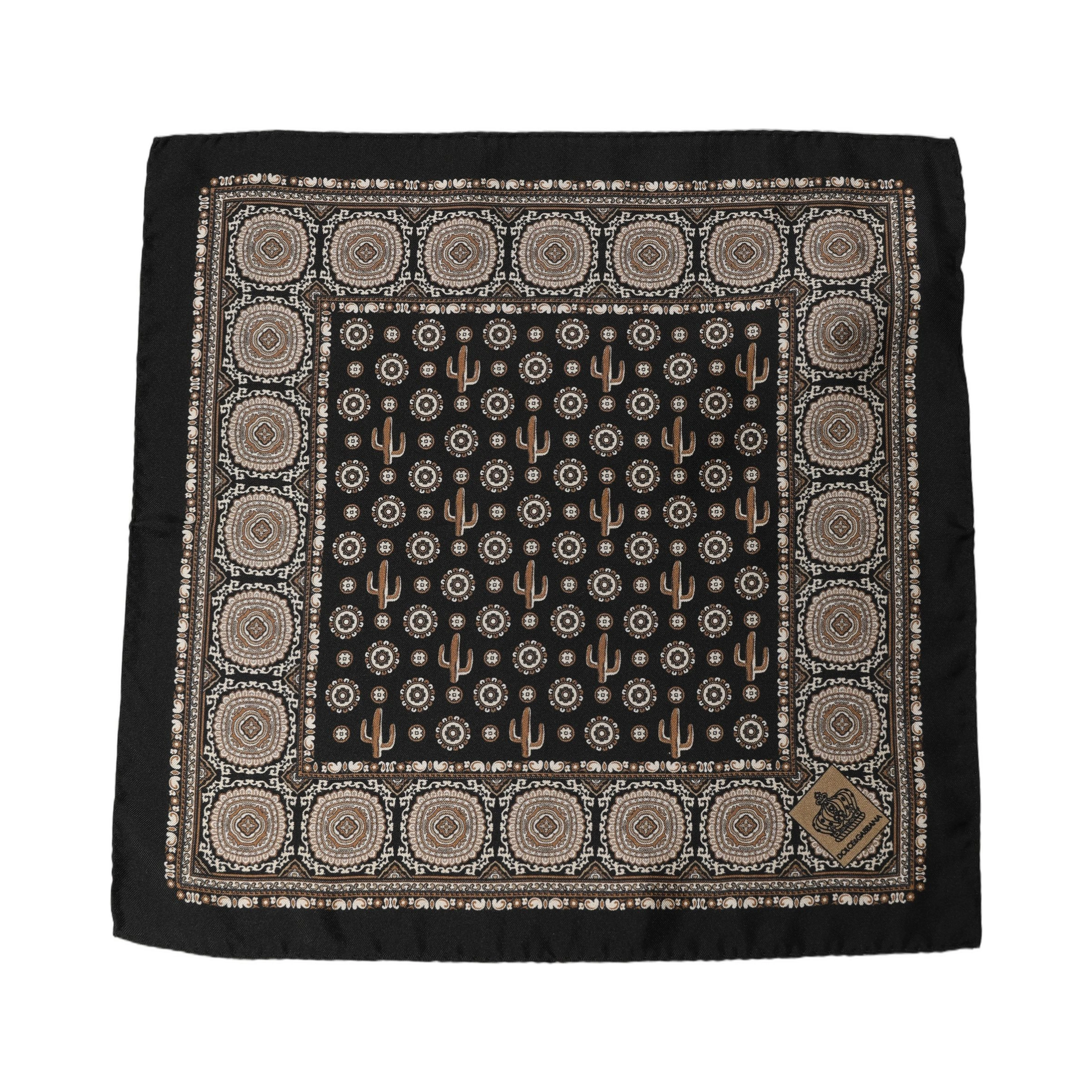 Black Cactus Silk Pocket Square Foulard Scarf