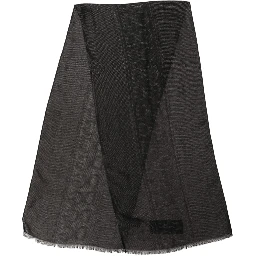 Black DG Logo Fringed Edge Lace Stole Scarf
