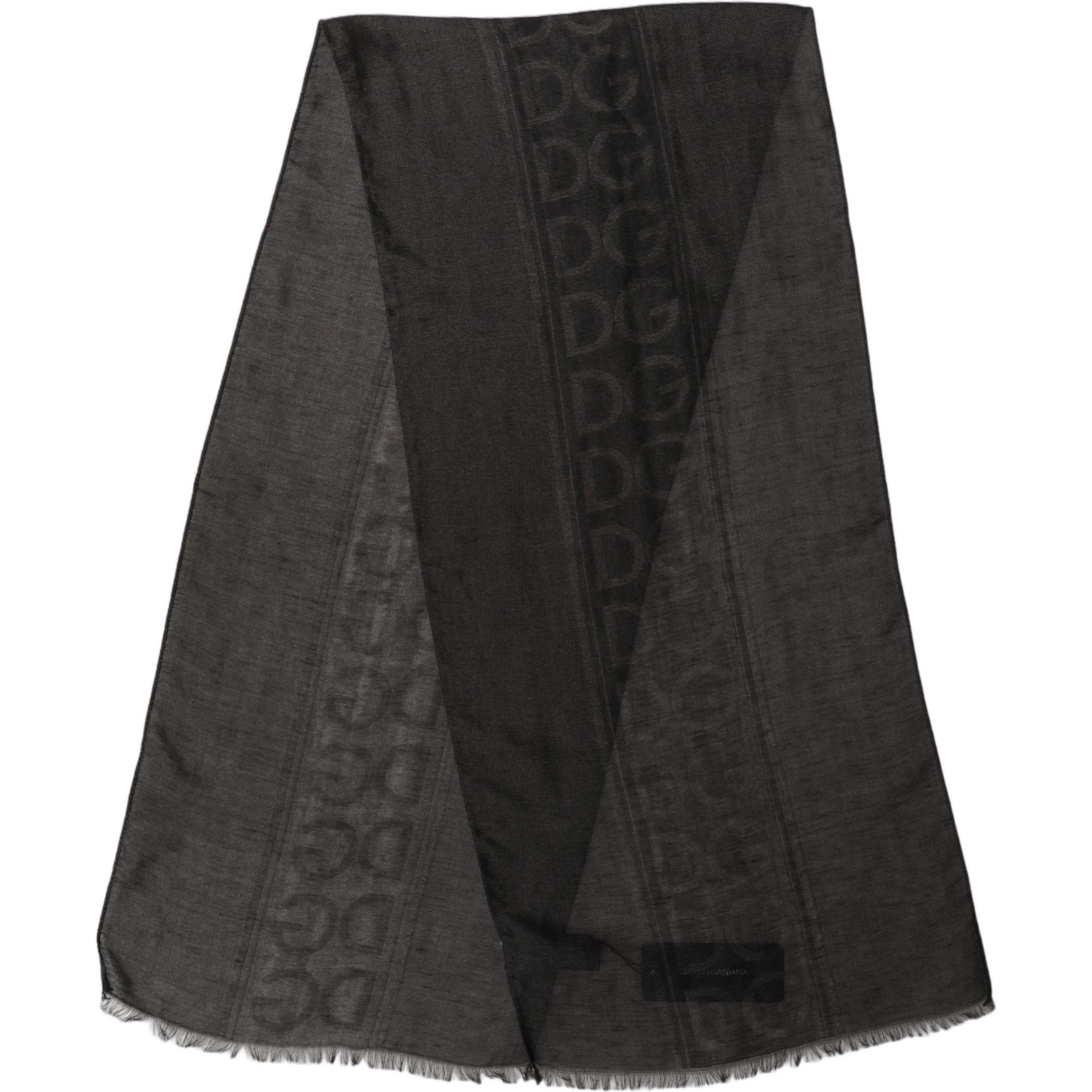 Black DG Logo Fringed Edge Lace Stole Scarf