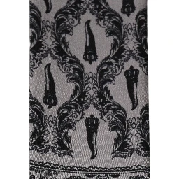Gray Baroque Silk Fringed Skinny Foulard Scarf