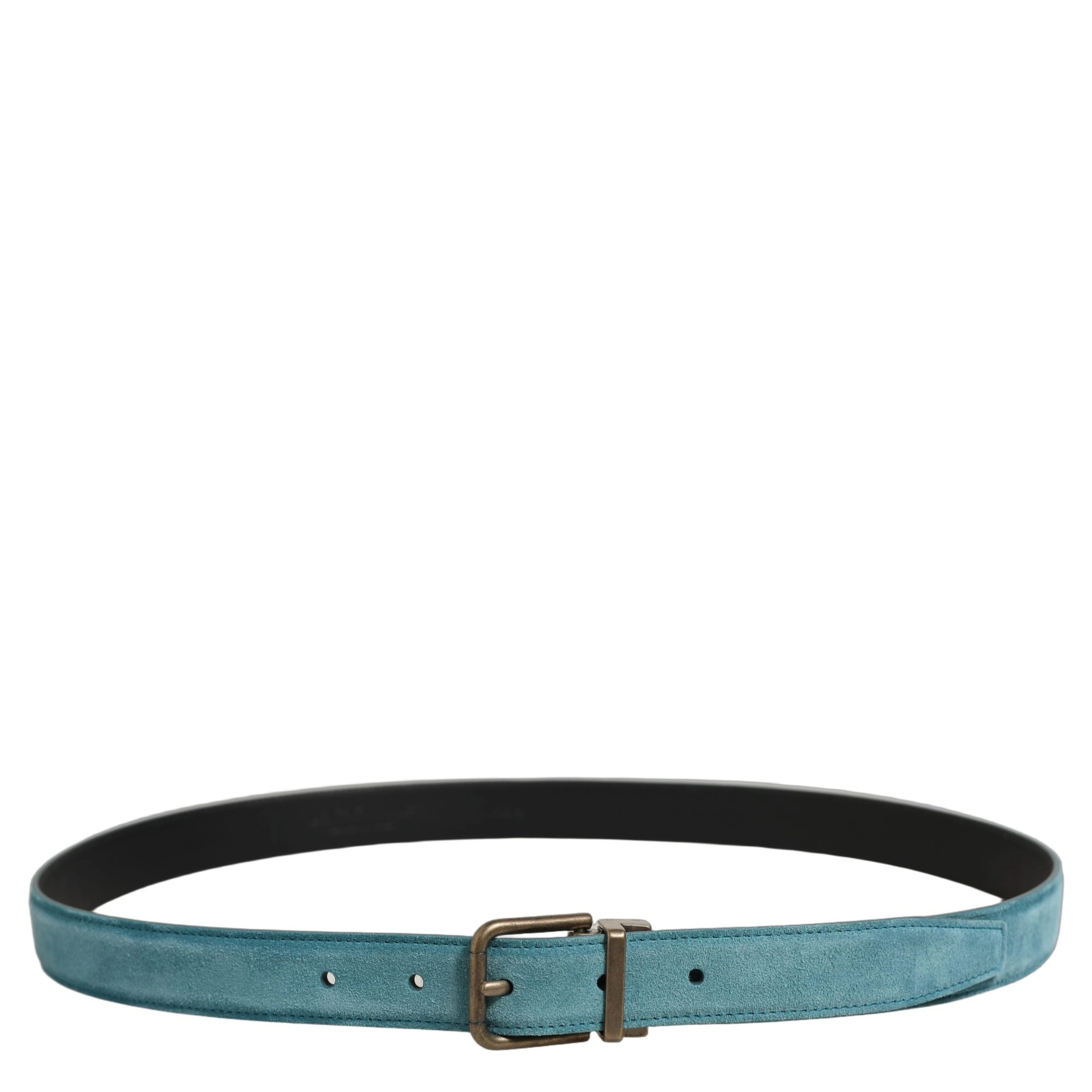 Men Blue Suede Gold Tone Metal Buckle Belt