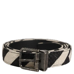 Black Ivory Silver Tone Metal Buckle Belt