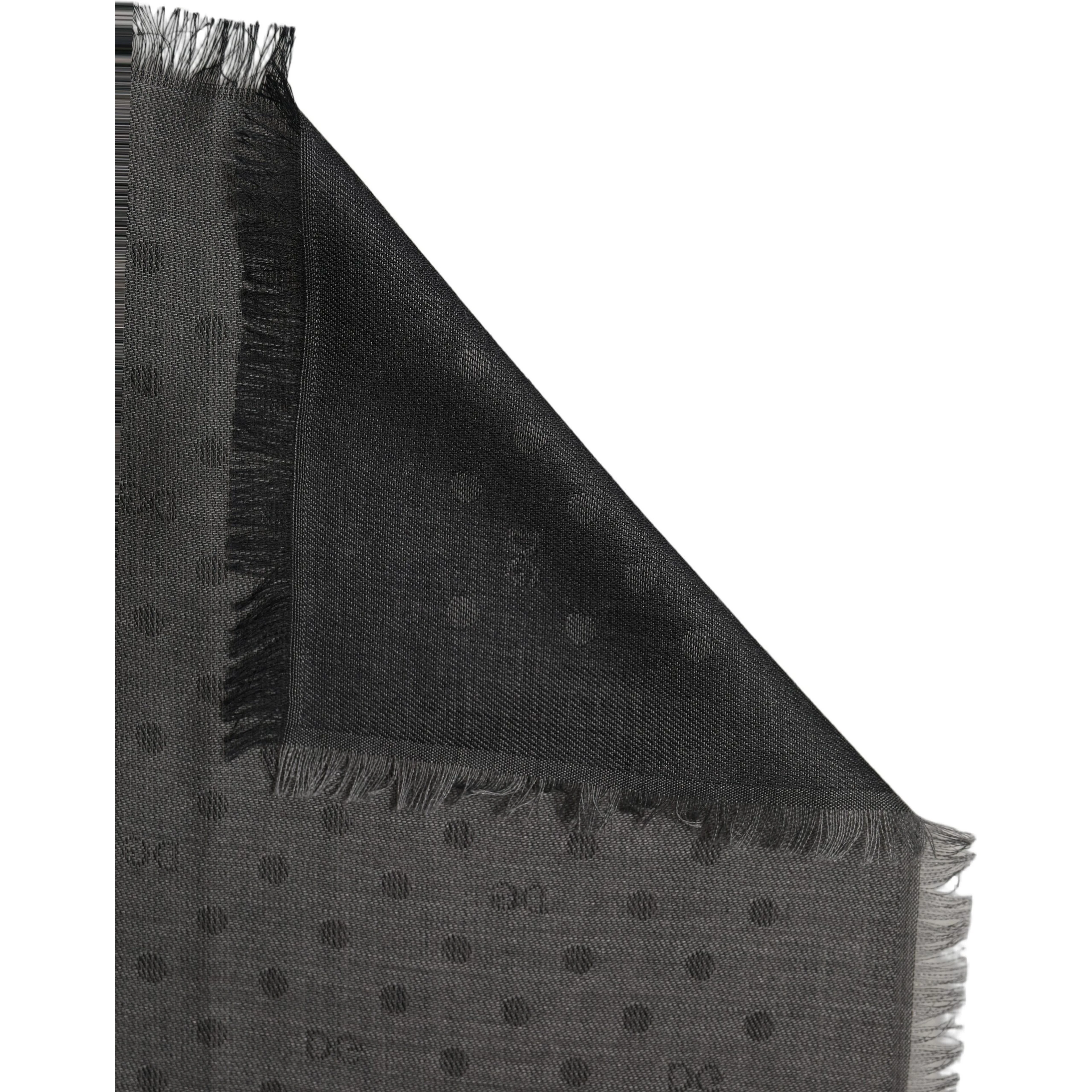 Men Black Viscose Polka Dot Fringe Shawl Lace Stole