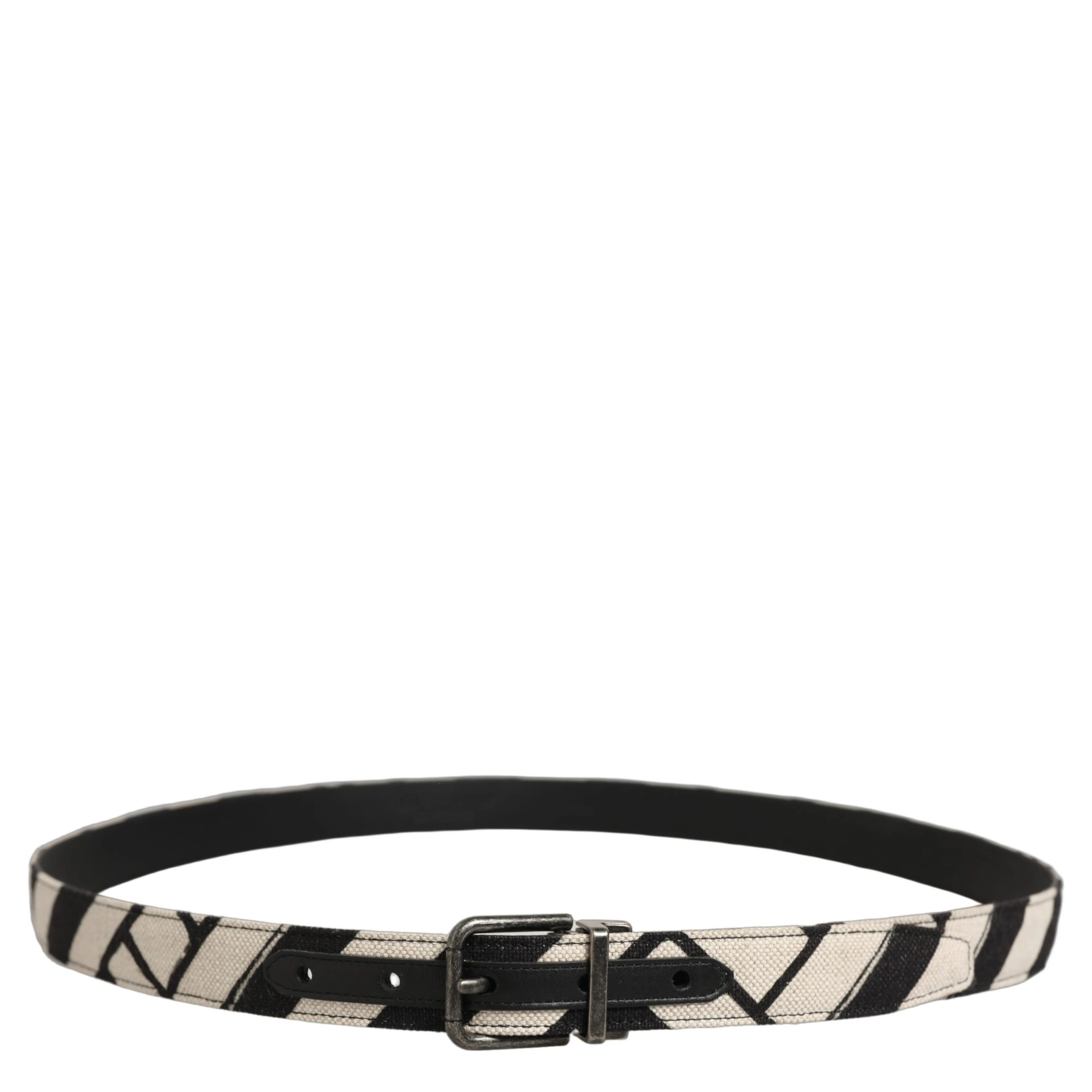 Black Ivory Silver Tone Metal Buckle Belt
