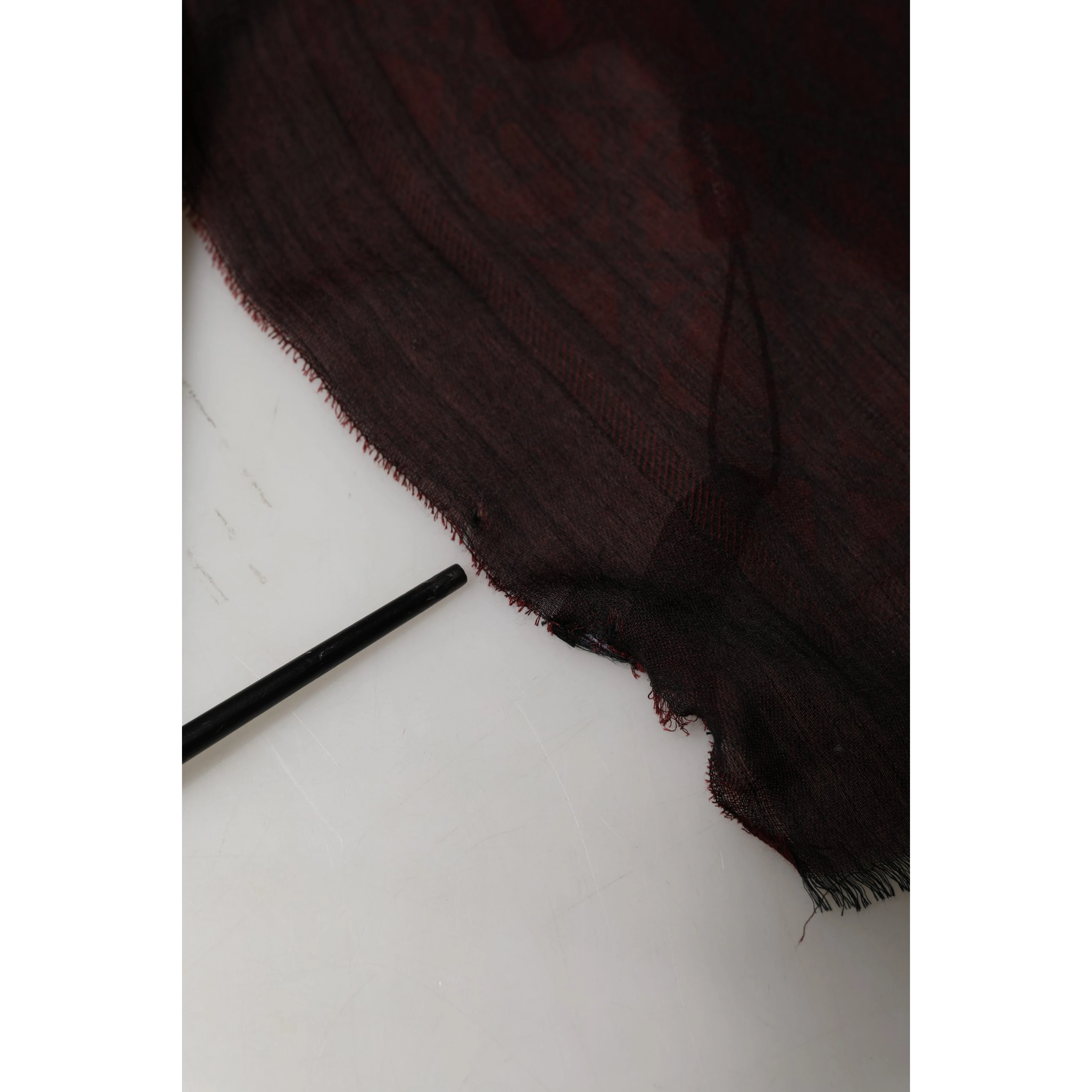 Dark Red Modal Frayed Edge Lace Stole Scarf
