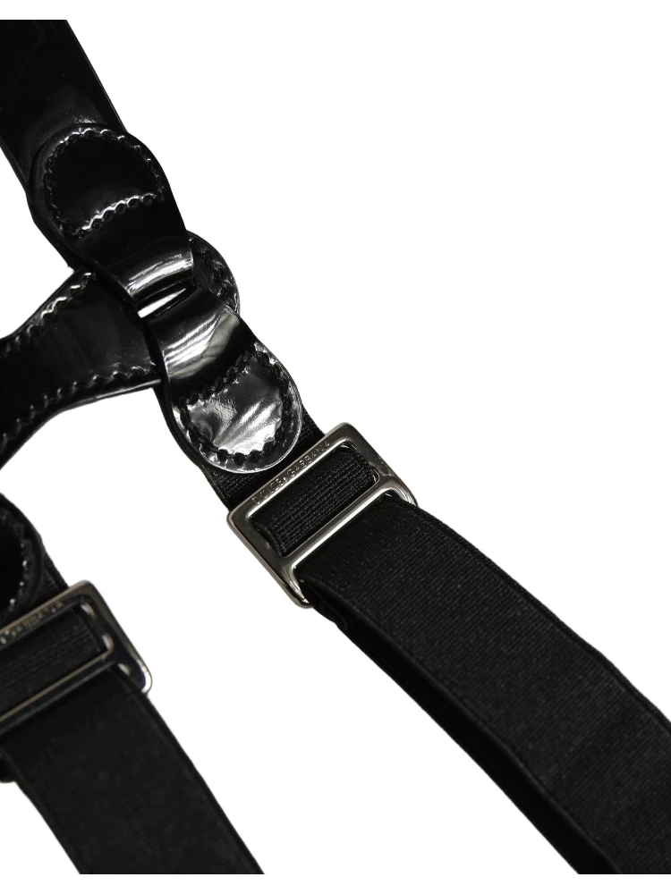 Black Adjustable Silver Metal Clips Suspenders