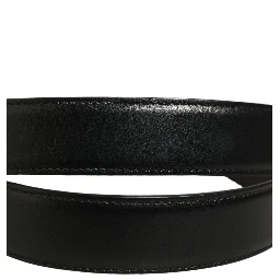 Black Classic Leather Silver Tone Buckle Belt