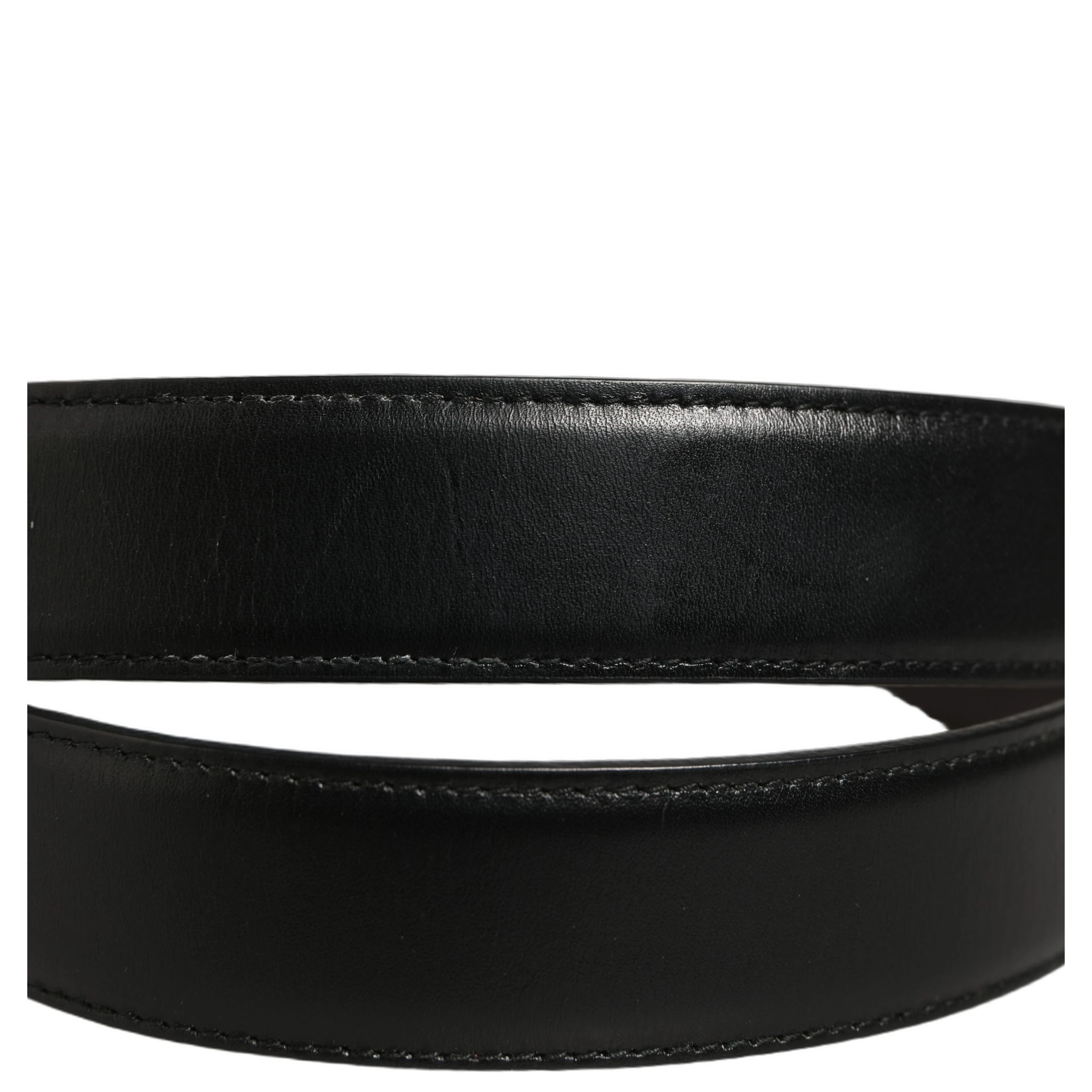 Black Classic Leather Silver Tone Buckle Belt
