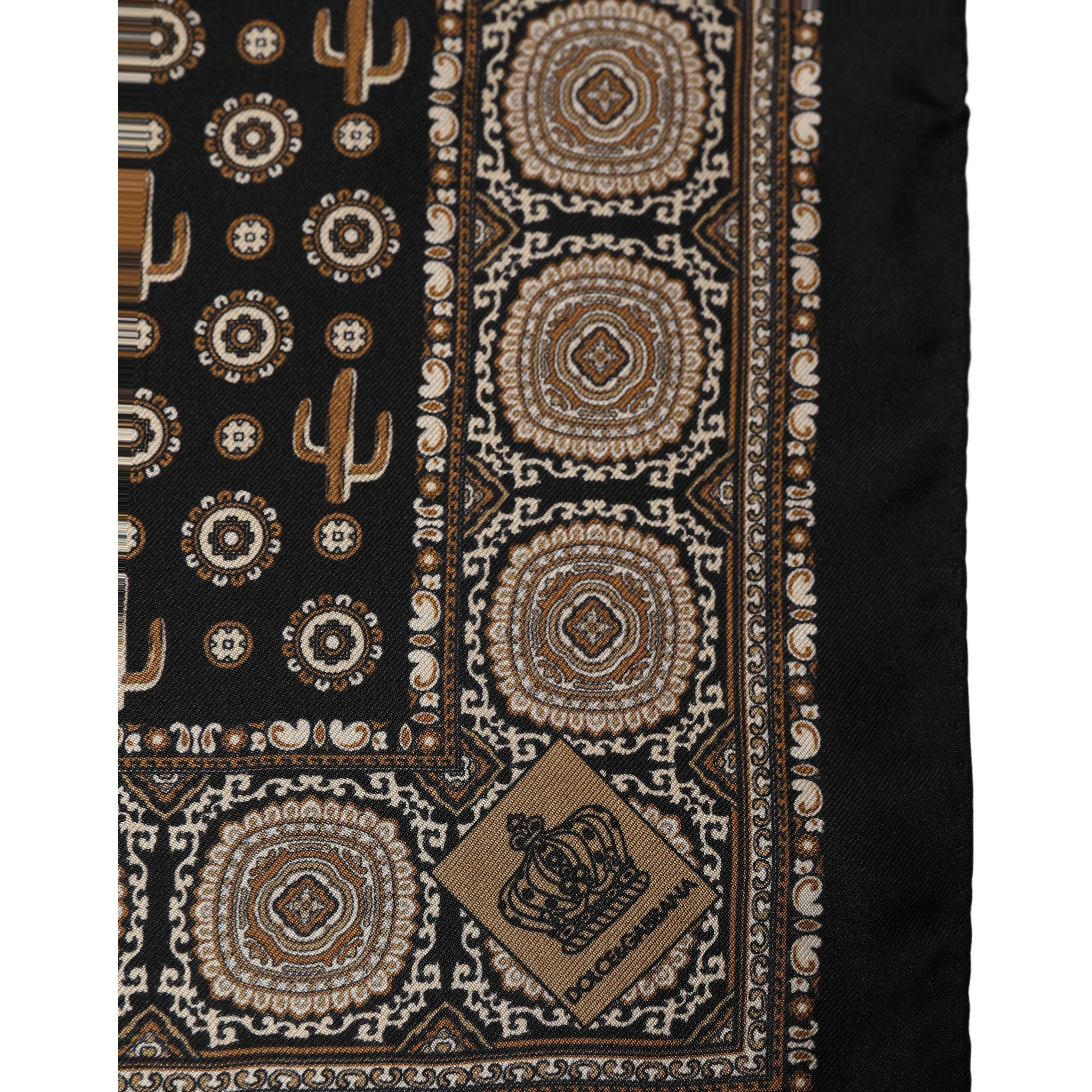 Black Cactus Silk Pocket Square Foulard Scarf