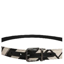 Black Ivory Silver Tone Metal Buckle Belt