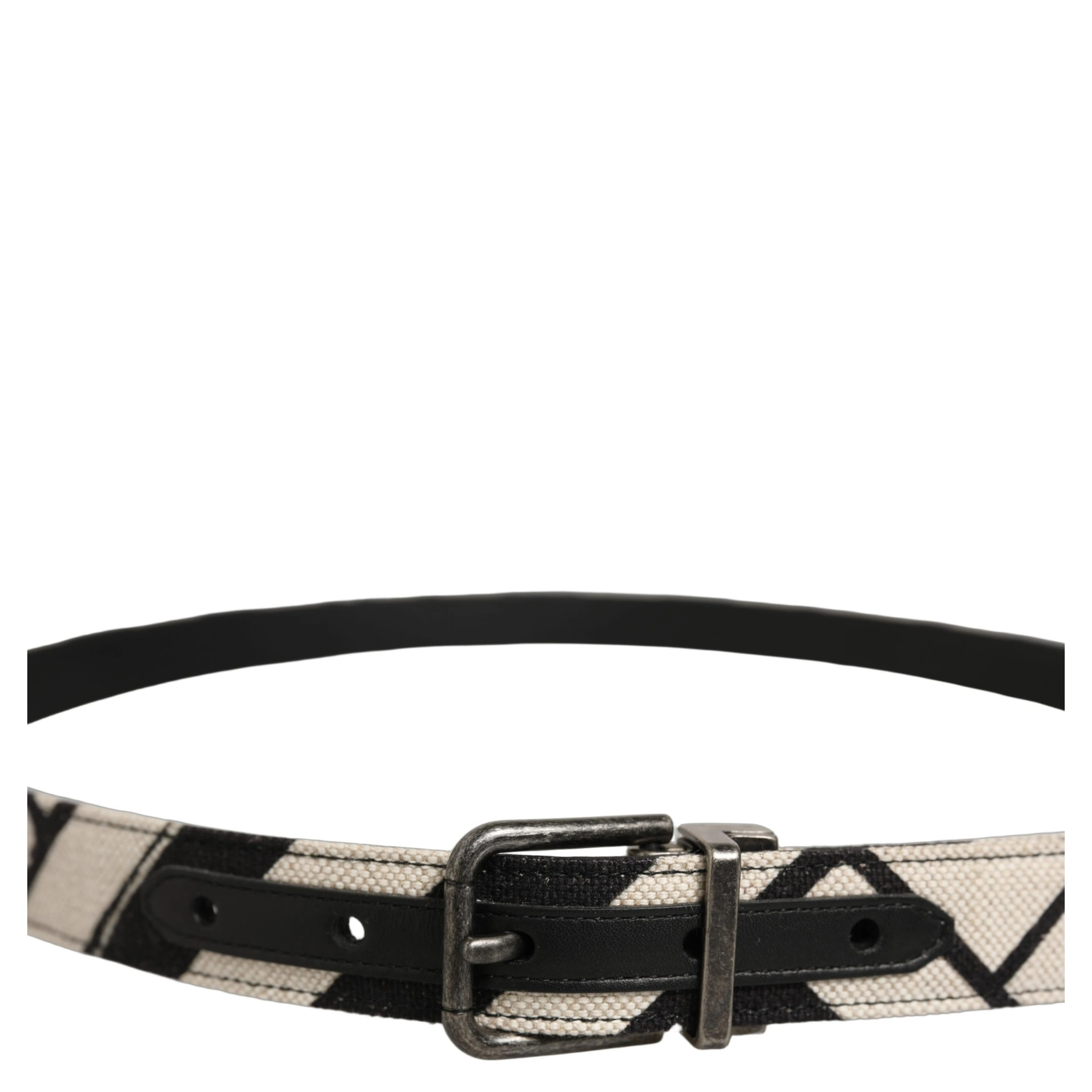 Black Ivory Silver Tone Metal Buckle Belt