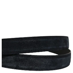 Men Black Leather Gold Tone Metal Buckle Belt