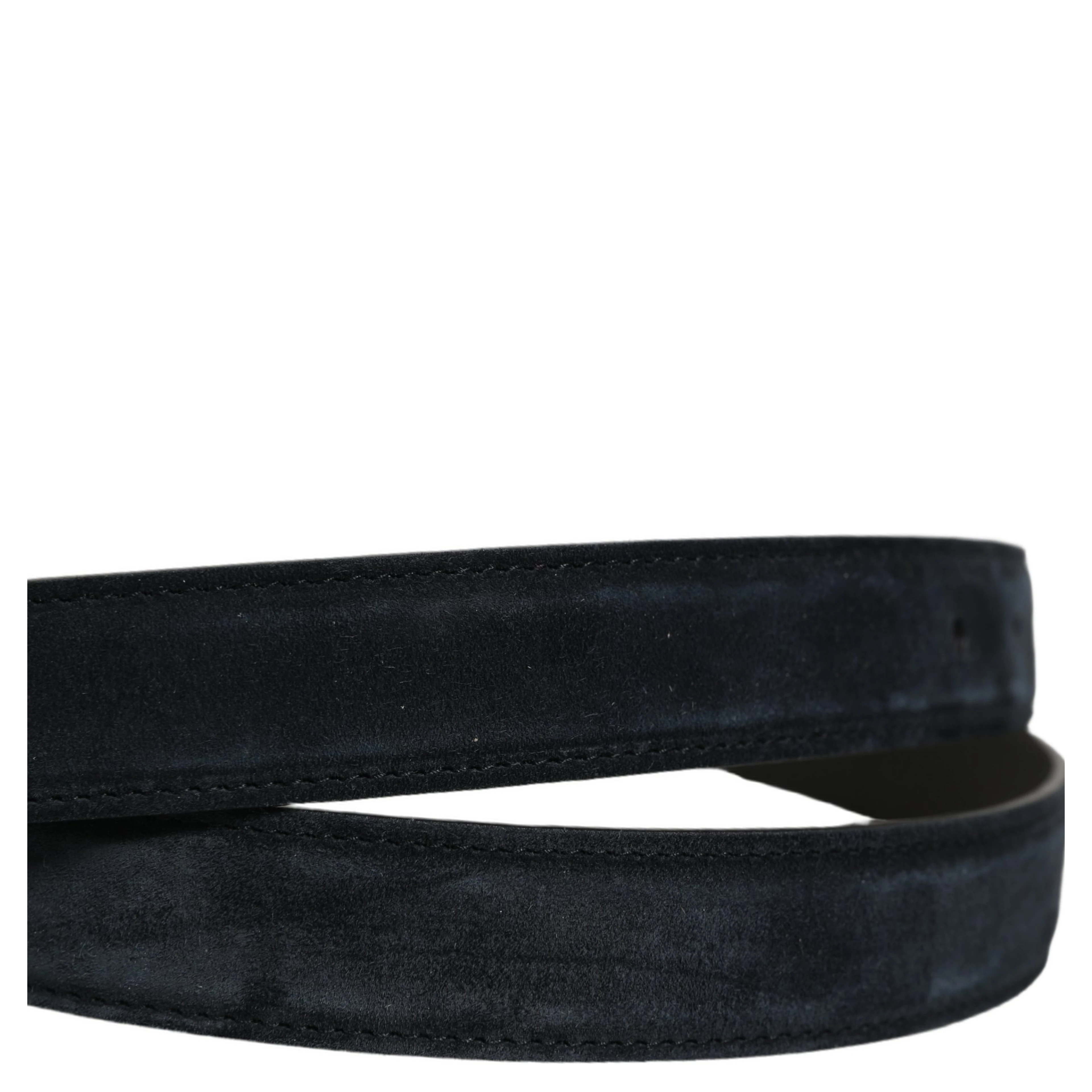 Men Black Leather Gold Tone Metal Buckle Belt