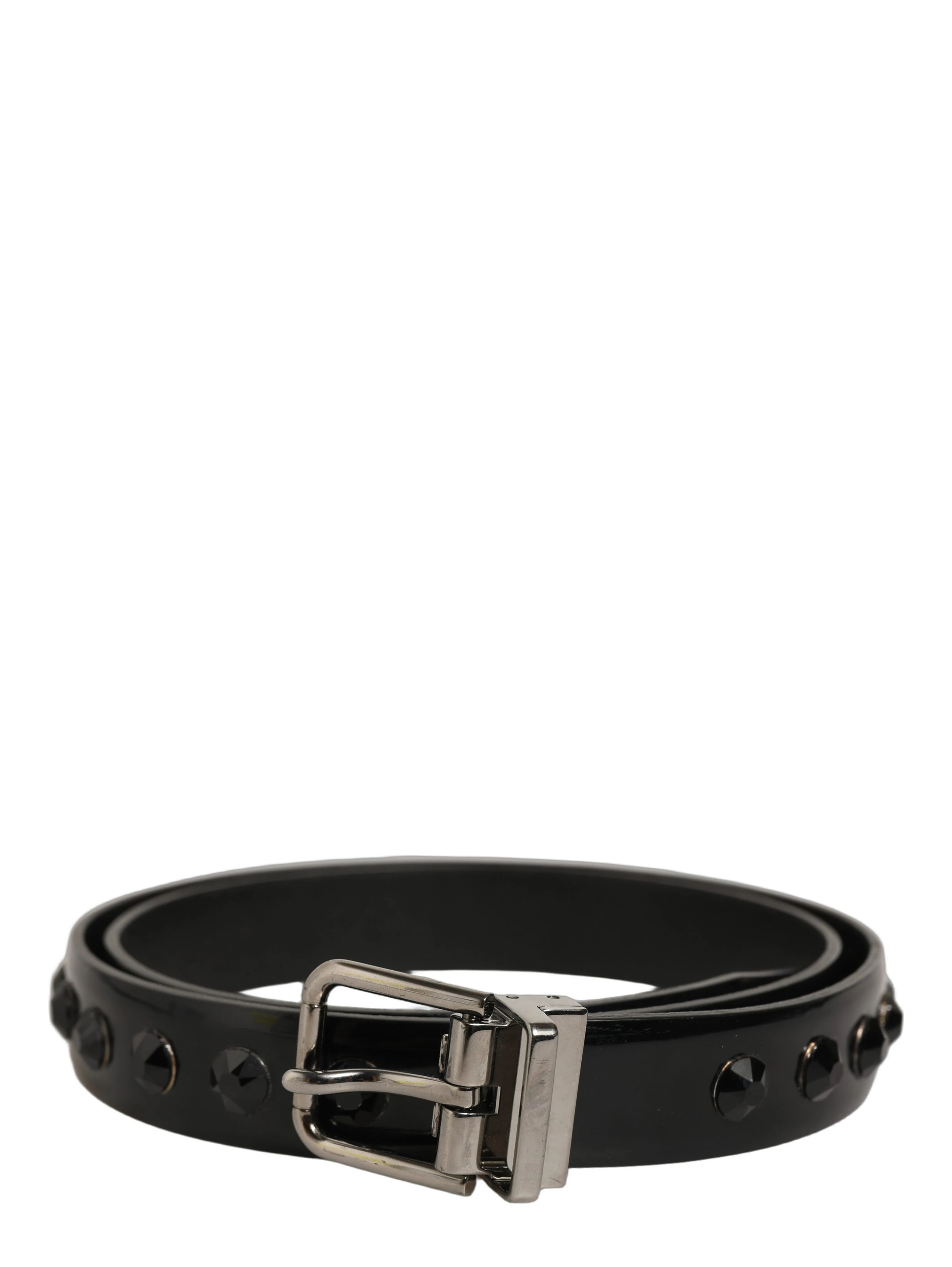 Black Leather Studs Silver Metal Buckle Belt