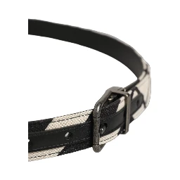 Black Ivory Silver Tone Metal Buckle Belt