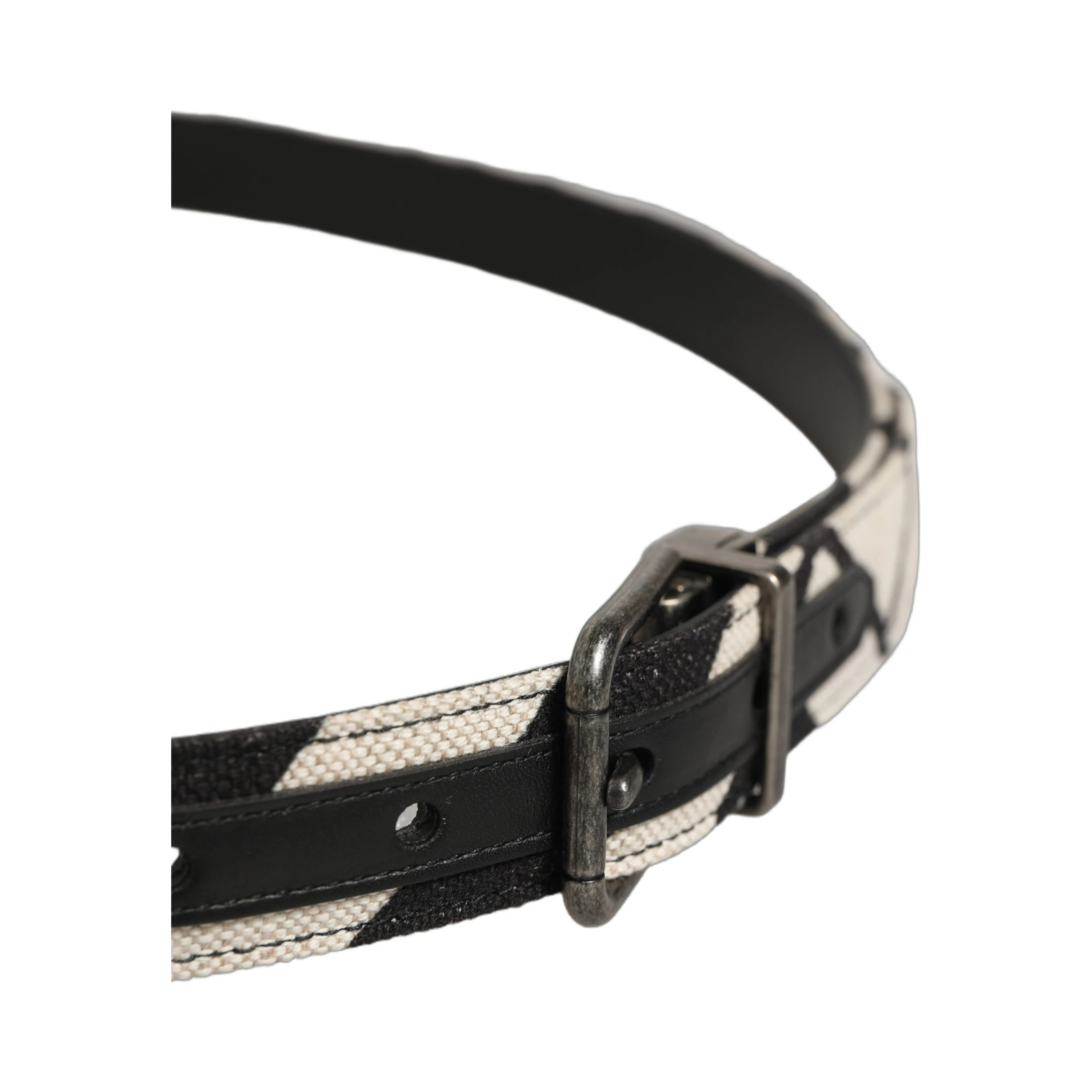 Black Ivory Silver Tone Metal Buckle Belt