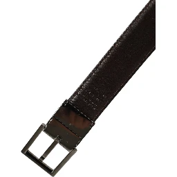 Black Classic Leather Silver Tone Buckle Belt
