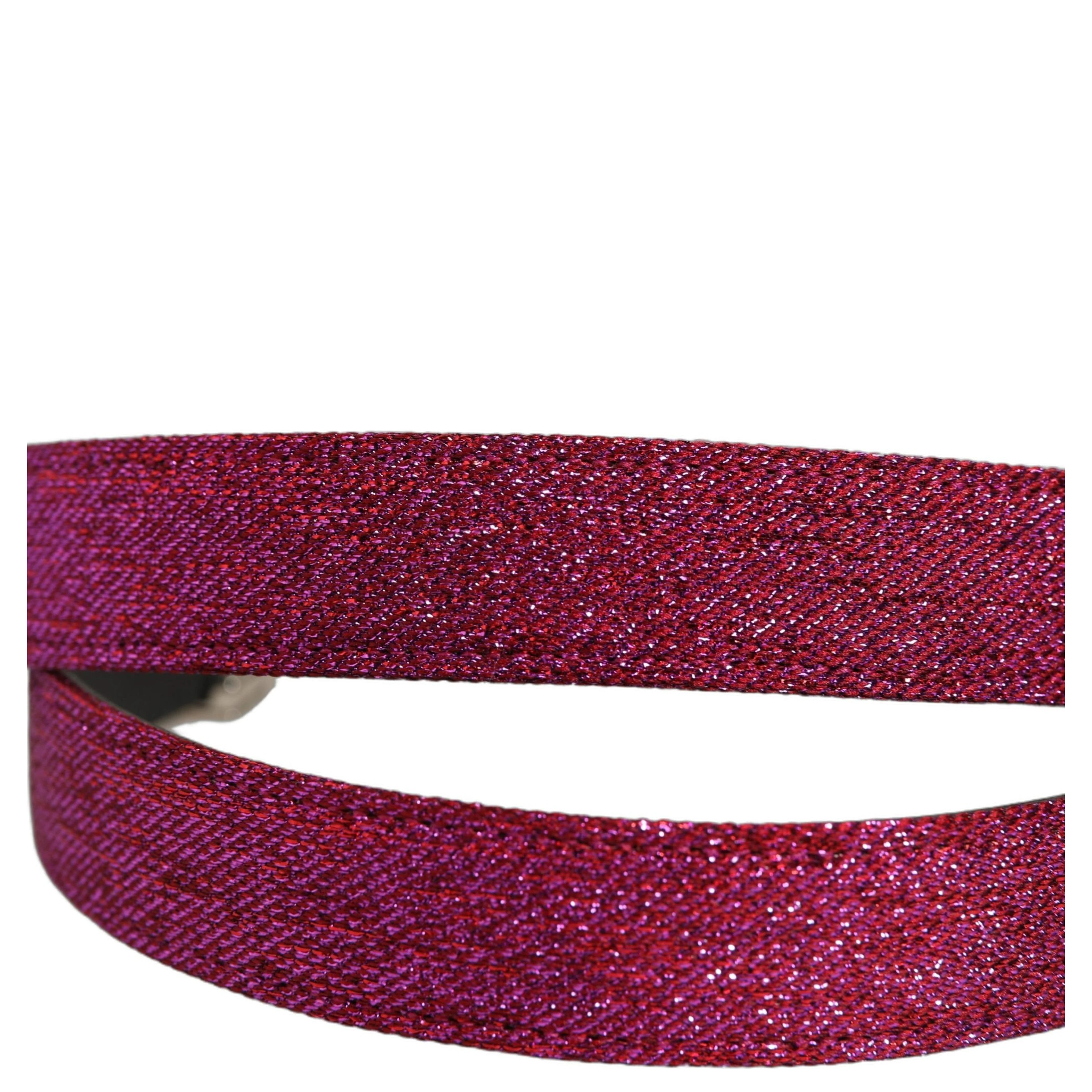 Men Fuchsia Glitter Silver Metal Buckle Belt