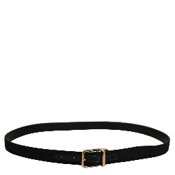 Black Canvas Leather Gold Metal Buckle Belt