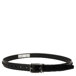 Black Leather Studs Silver Metal Buckle Belt
