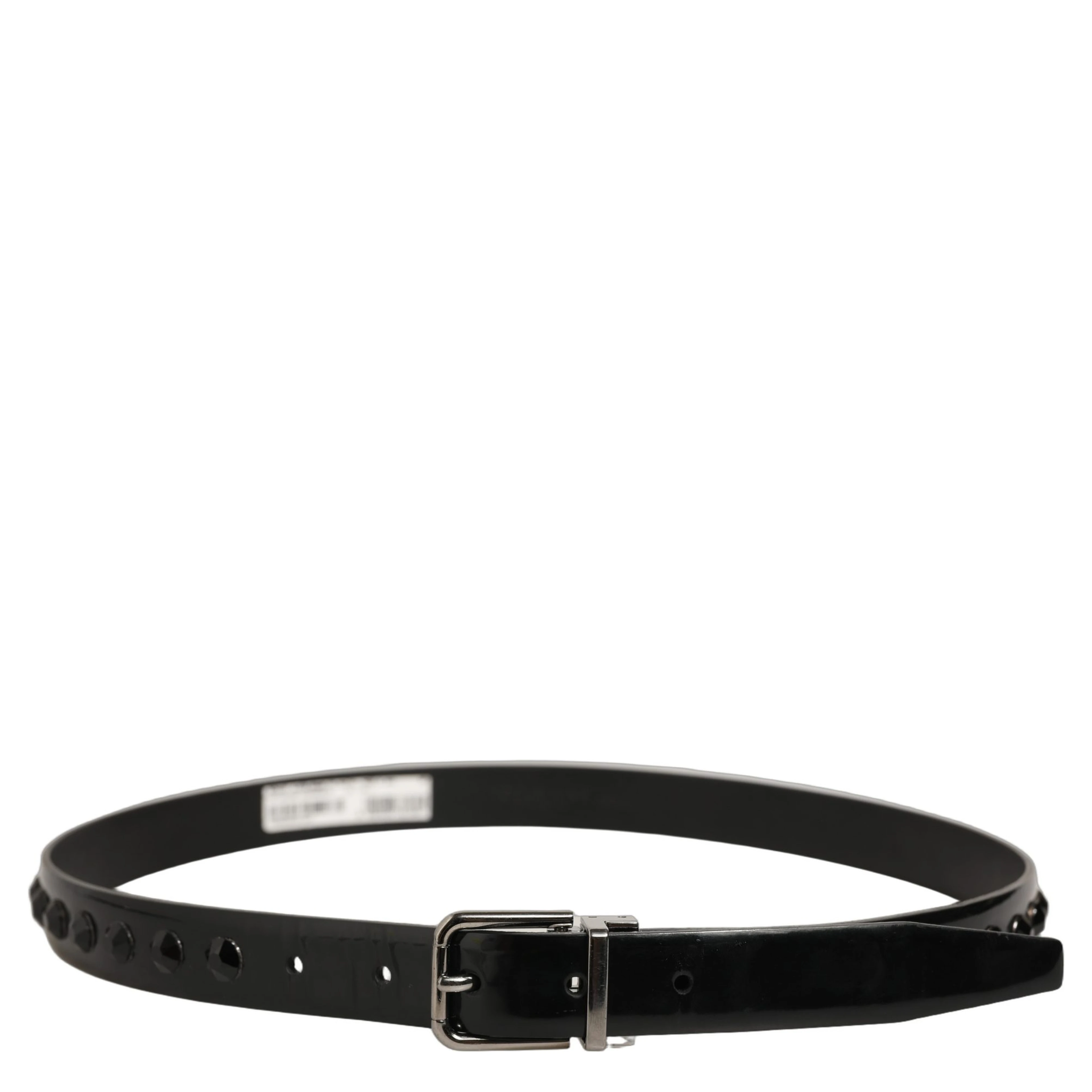 Black Leather Studs Silver Metal Buckle Belt