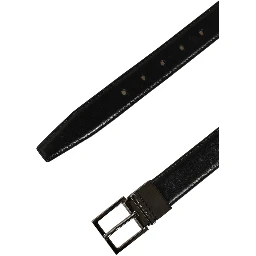 Black Classic Leather Silver Tone Buckle Belt
