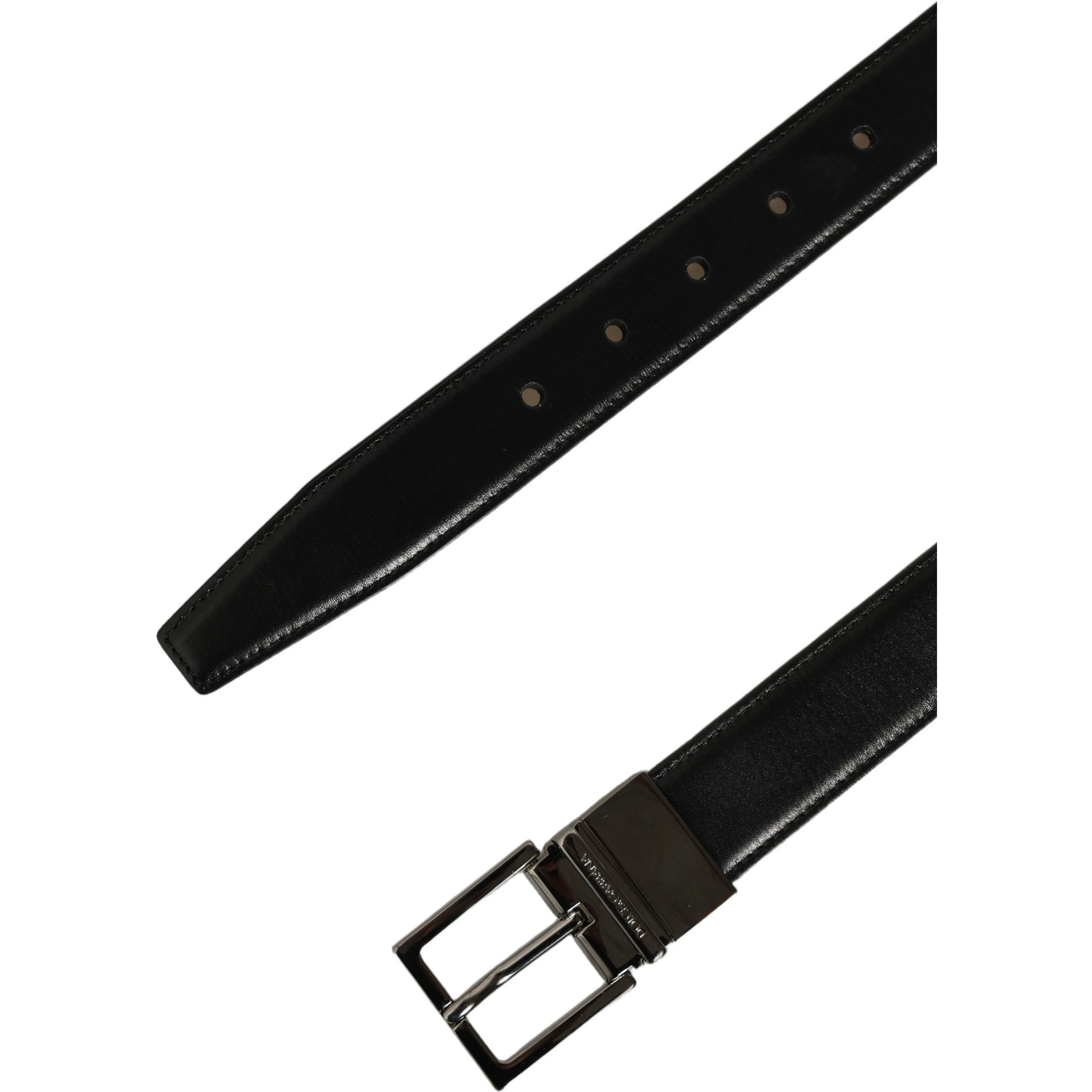 Black Classic Leather Silver Tone Buckle Belt