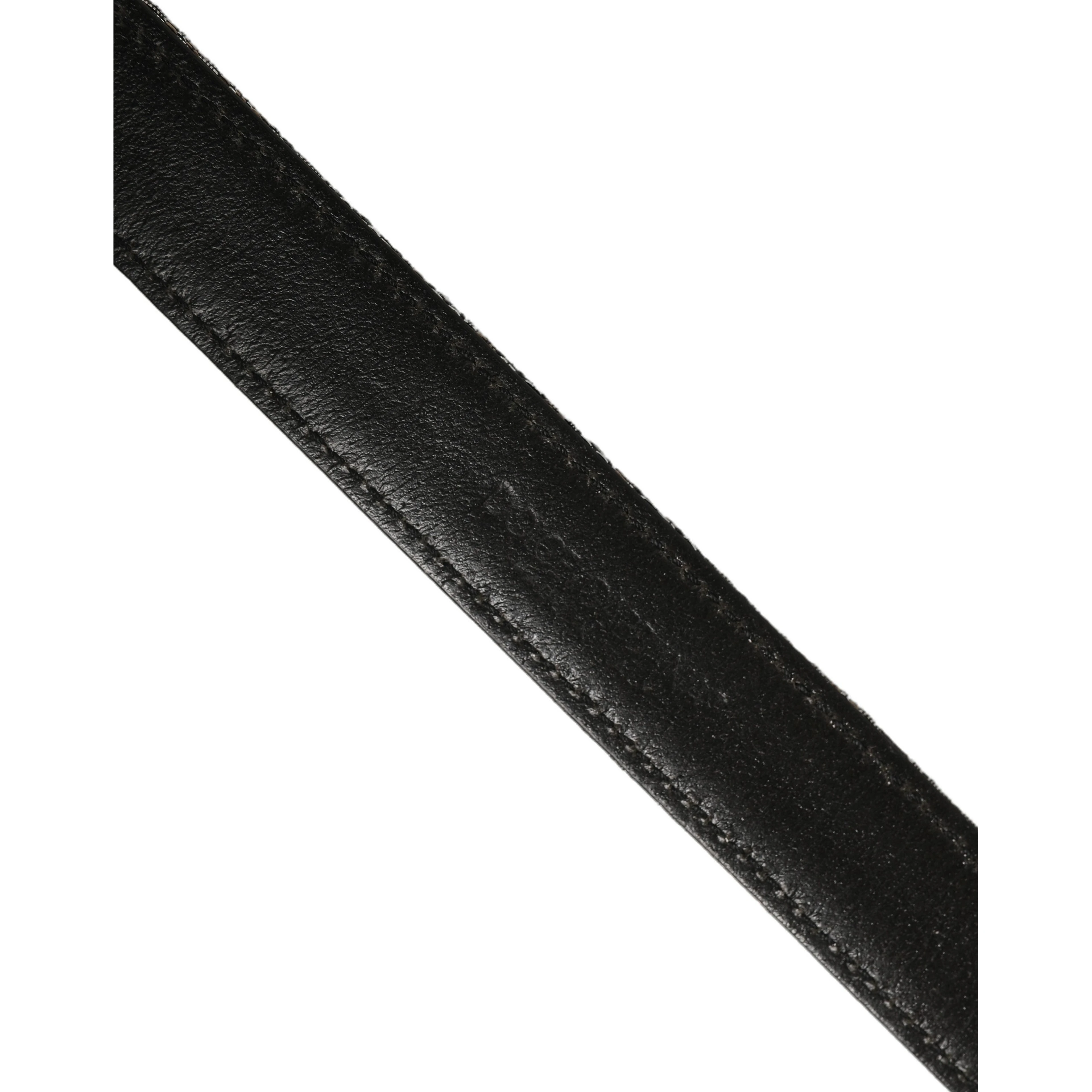 Silver Black Floral Jacquard Metal Buckle Belt